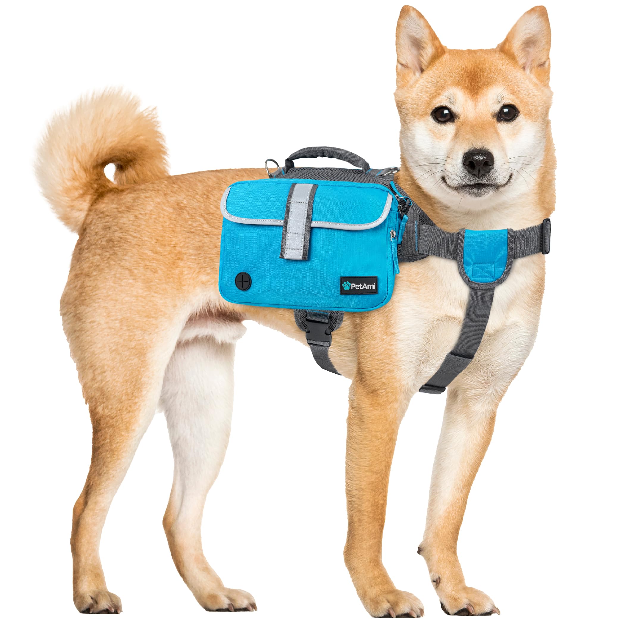 PetAmi Dog Backpack for Medium Large Dogs, Dog Saddle Bag for Dogs to Wear, Harness Saddlebag with Reflective Safety Side Pocket