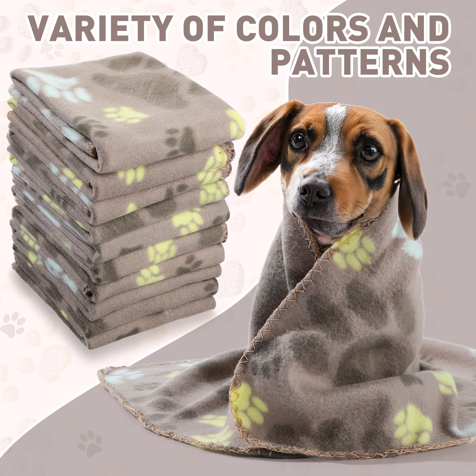 Tatuo 10 Pieces Pet Blankets With Paw Print Dog Cat Soft Fleece Blankets Sleep Mat Pad Bed Cover For Kitten Puppy And Other Smal