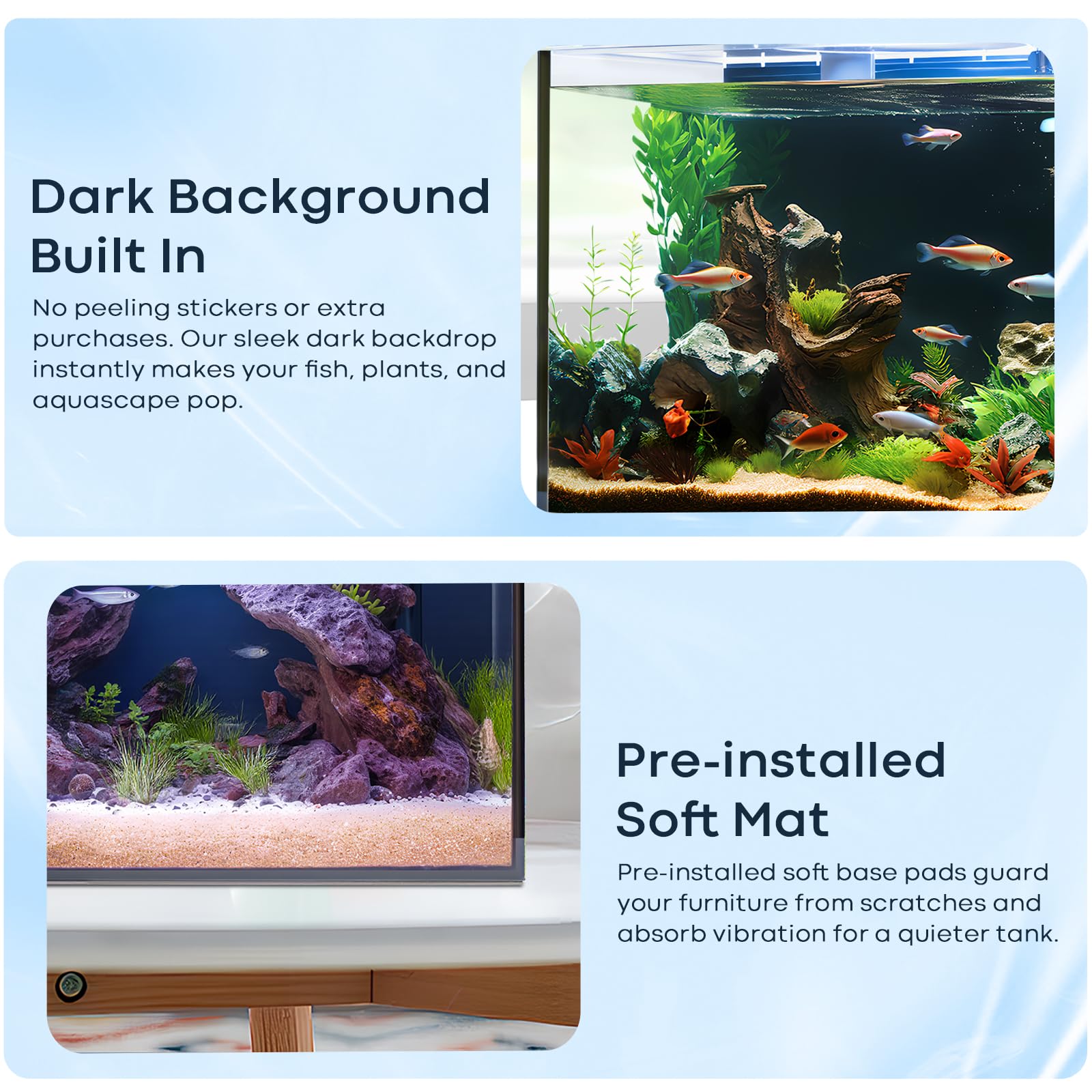 6 Gallon Glass Fish Tank 5 Gallon, Small Aquarium Fish Bowl Cube for Betta Goldfish Snails Shrimp Aquatic Planting, Easy to Main