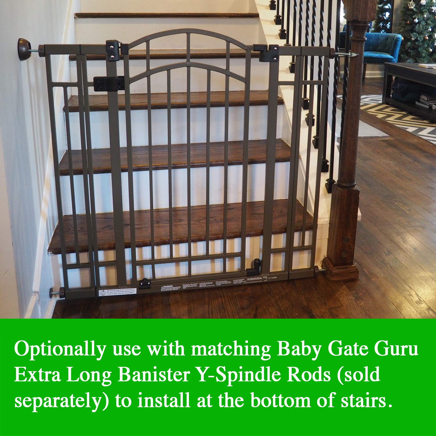 Baby Gate Guru Extra Long M8 Spindle Rods for Pressure Mounted Baby & Pet Gates, 4 Pack, 8mm, Bronze