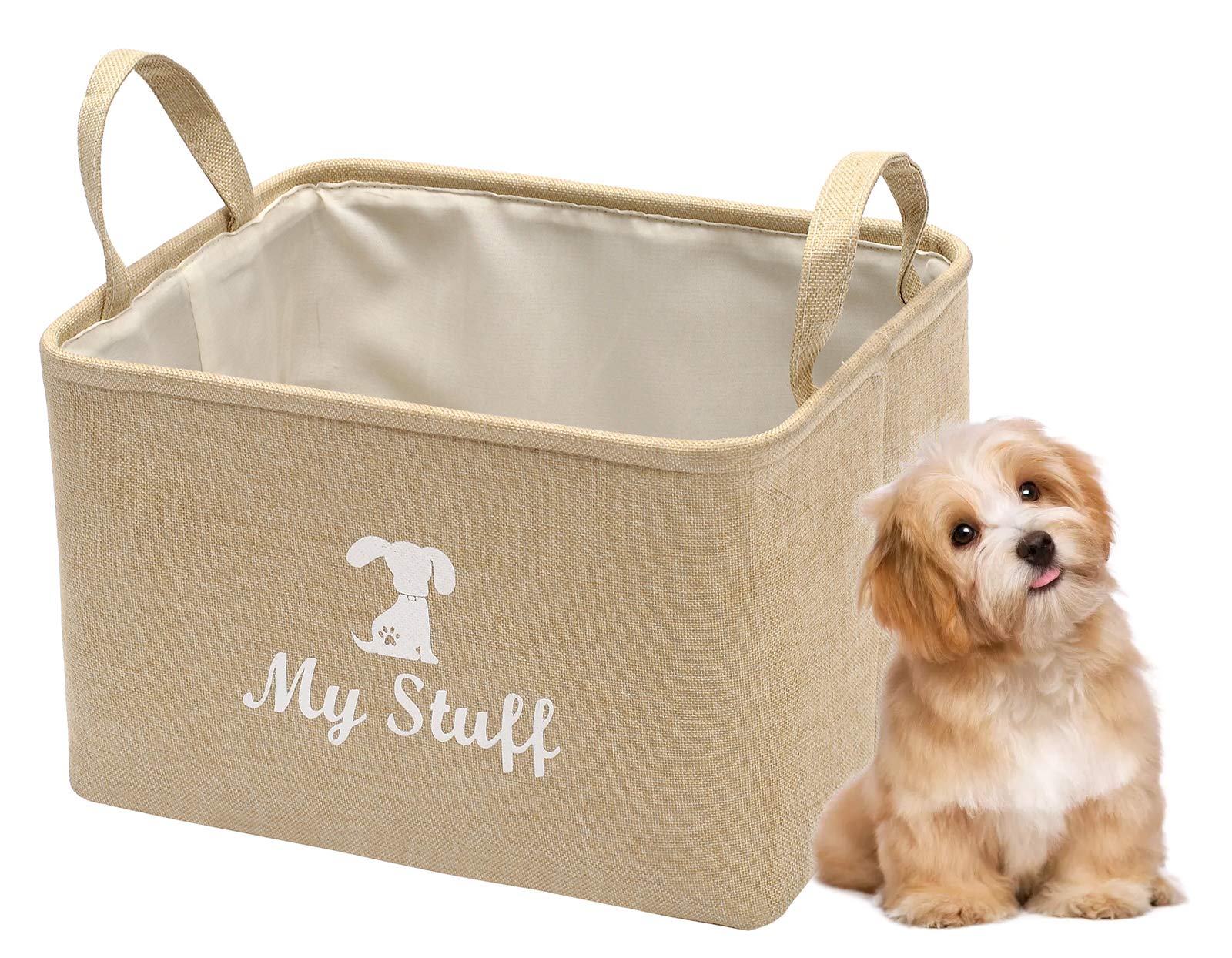 Geyecete Canvas Dog Toy Storage Dog Toy Basket Box for Dog Toy Bins, Dog Blanket, Dog Clothes Storage  Pet Toy and Accessory S