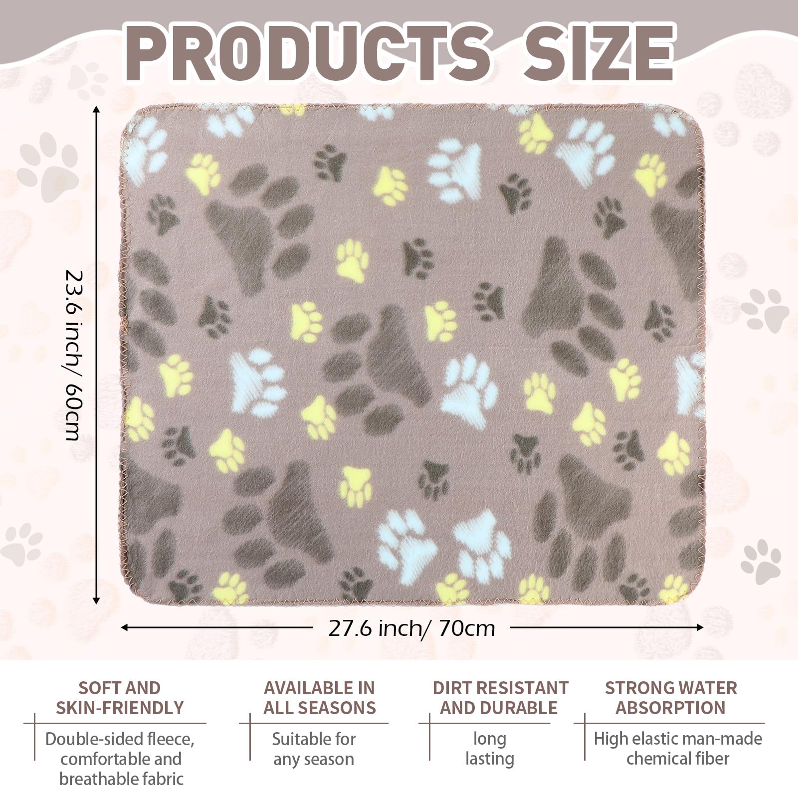 Tatuo 10 Pieces Pet Blankets With Paw Print Dog Cat Soft Fleece Blankets Sleep Mat Pad Bed Cover For Kitten Puppy And Other Smal
