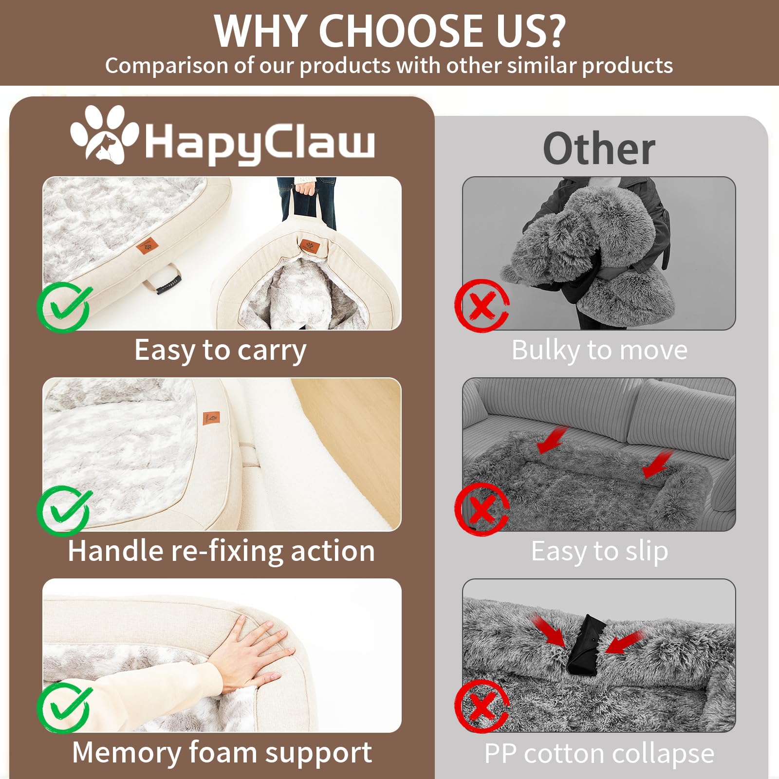 Hapyclaw Calming Dog Couch Bed Mat, 31X28 Inch Waterproof Fluffy Sofa Cover, Furniture Protector With Handle, Removable And Wash