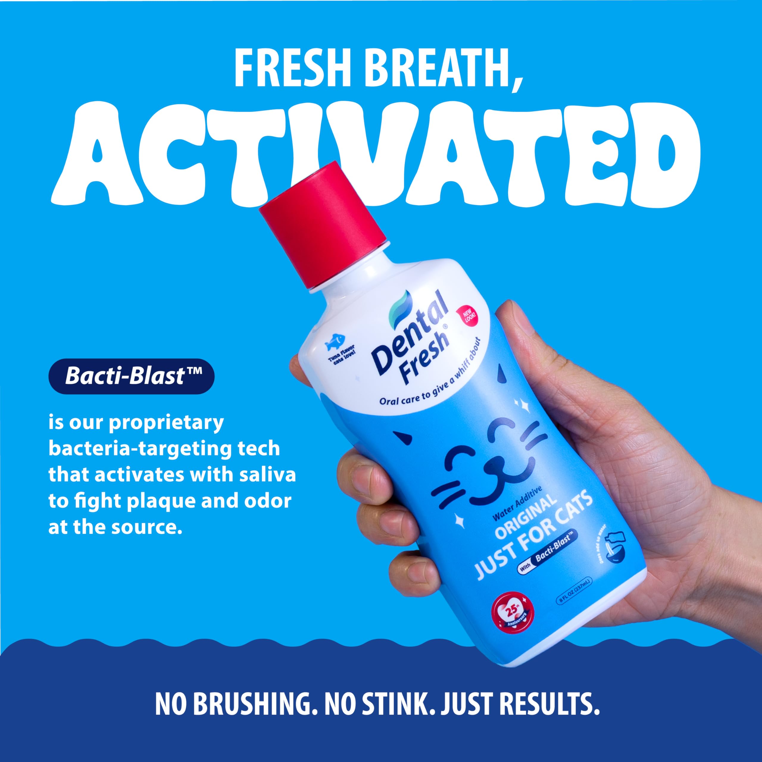 Dental Fresh Cat Water Additive, Tuna Flavor Dental Care - Easy Oral Care, Cleaner Teeth, Fresh Breath and Tartar Support for Ca
