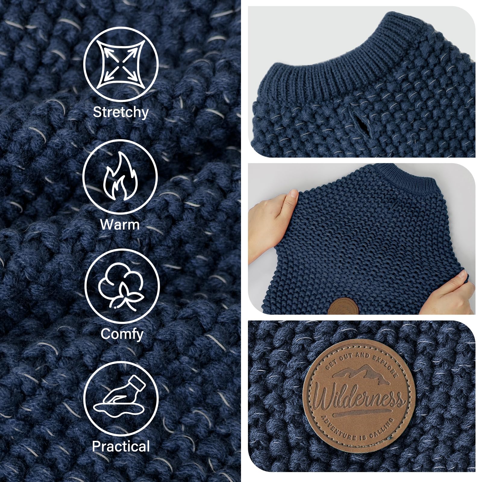 Kyeese Dog Sweater Warm Dog Coats Comfy Pet Sweater Medium Dog Sweater With Reflective Yarn Stretchy Dogs Clothes Pullover Pet S