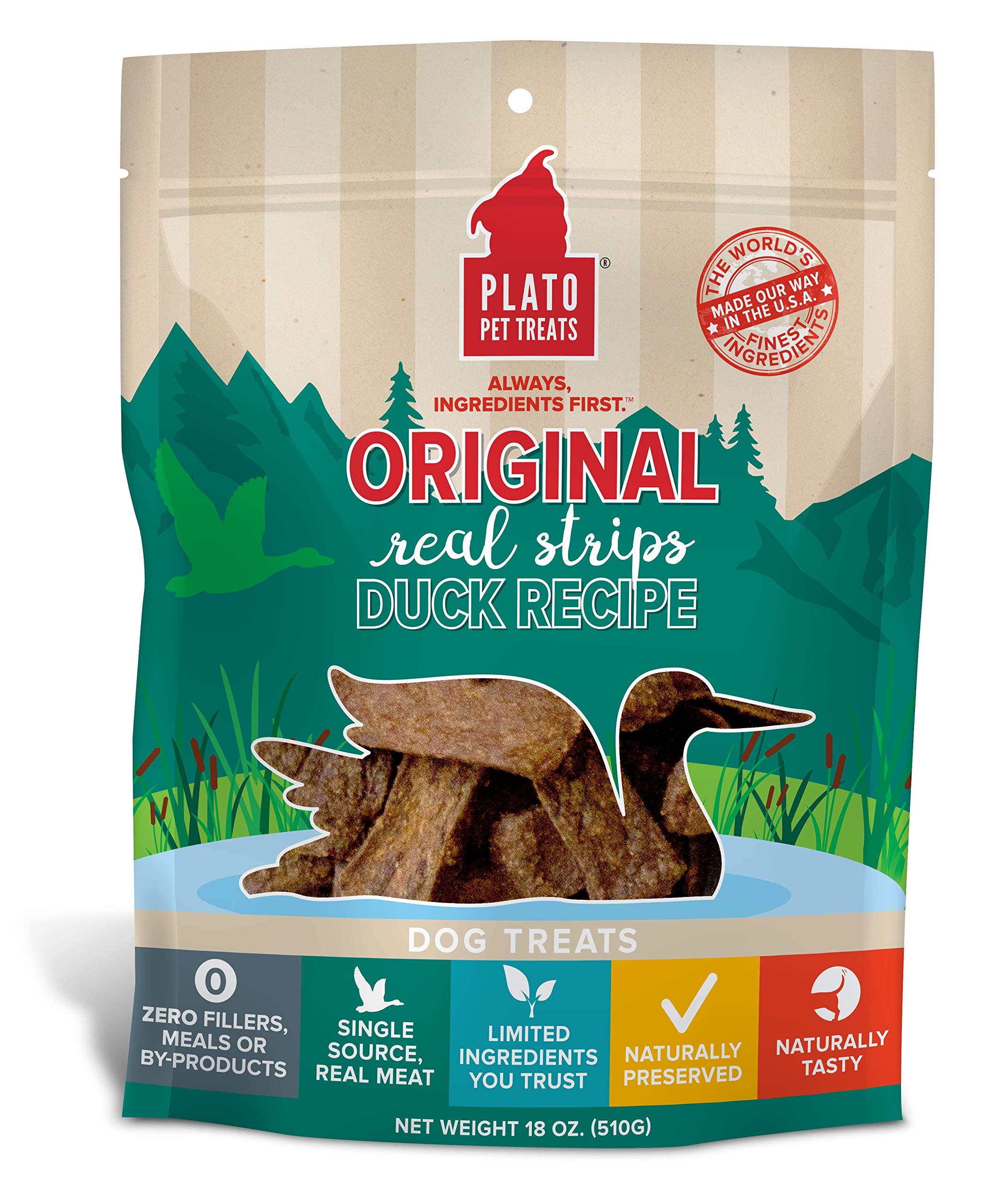 Plato Dog Strips Duck 18Oz