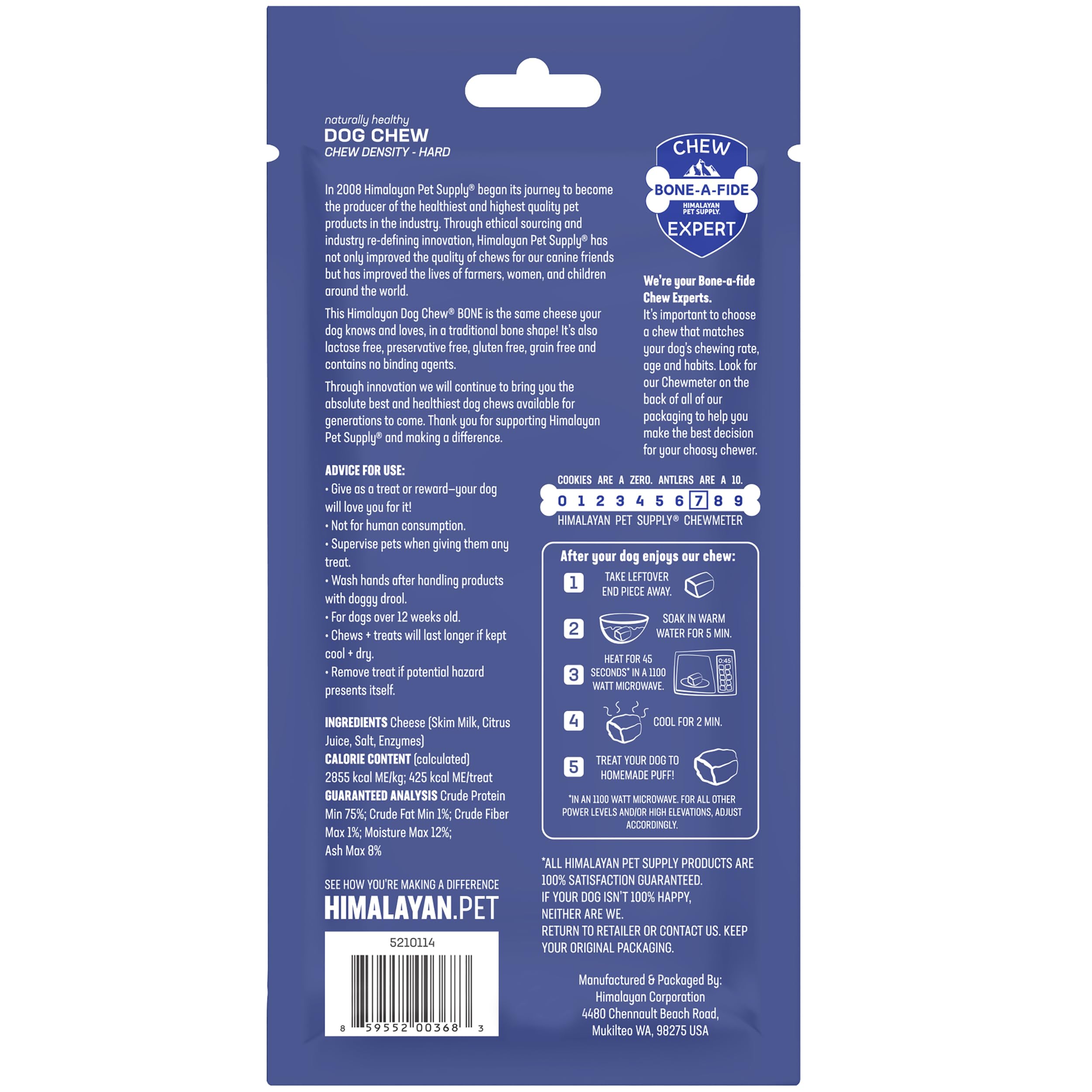 Himalayan Pet Supply Dog Chew Bone - Large | Long Lasting, Stain Free, Protein Rich, Low Odor | 100% Natural, Healthy & Safe | N