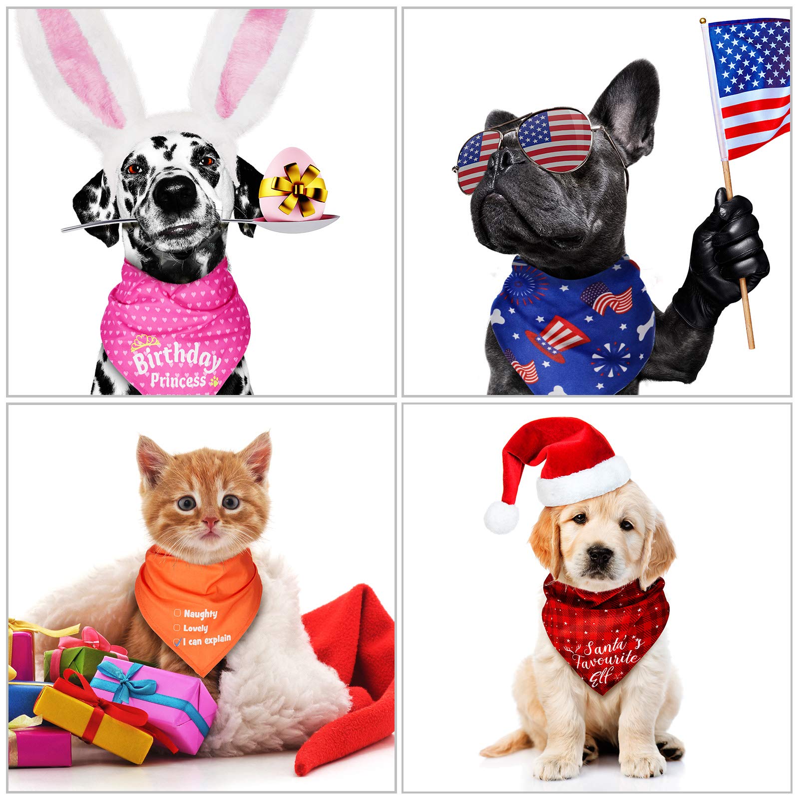 12 Pieces Holiday Dog Bandanas Halloween Dog Scarf Birthday Thanksgiving Christmas Daily Festival Costume Supply Pets Dog Scarf Bandana For Dogs Cats Pets Costume(Medium)