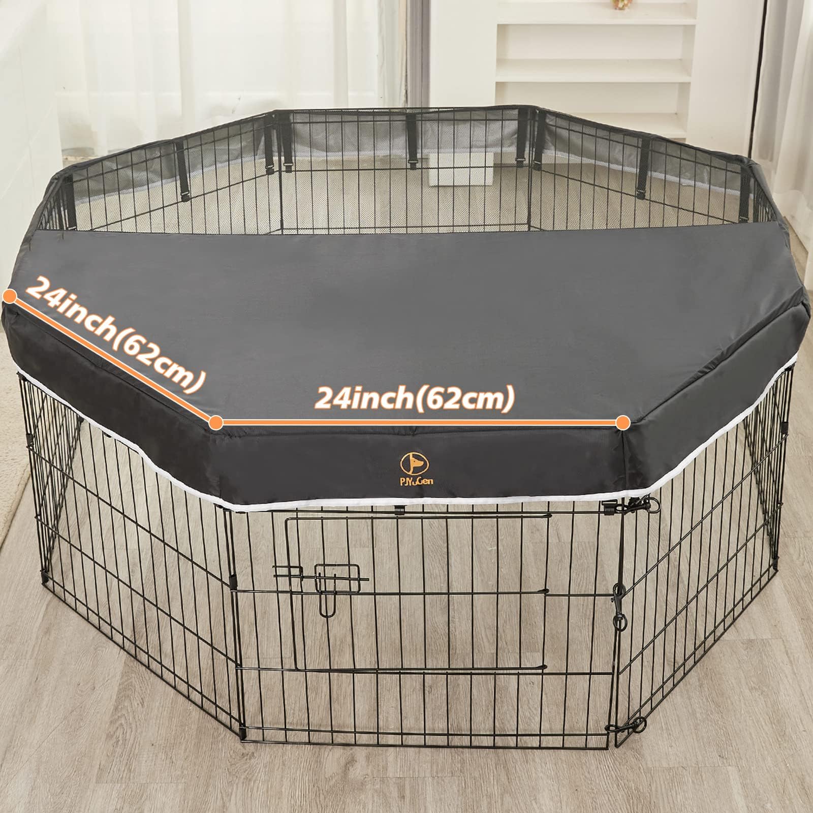 Pjyucien Mesh Top Cover - Fits 8 Panels 24 Inch Width Plastic/Metal Pet Pen Octagonal Dog Playpen (Note: Only Pen Top Cover, No Playpen!!!)
