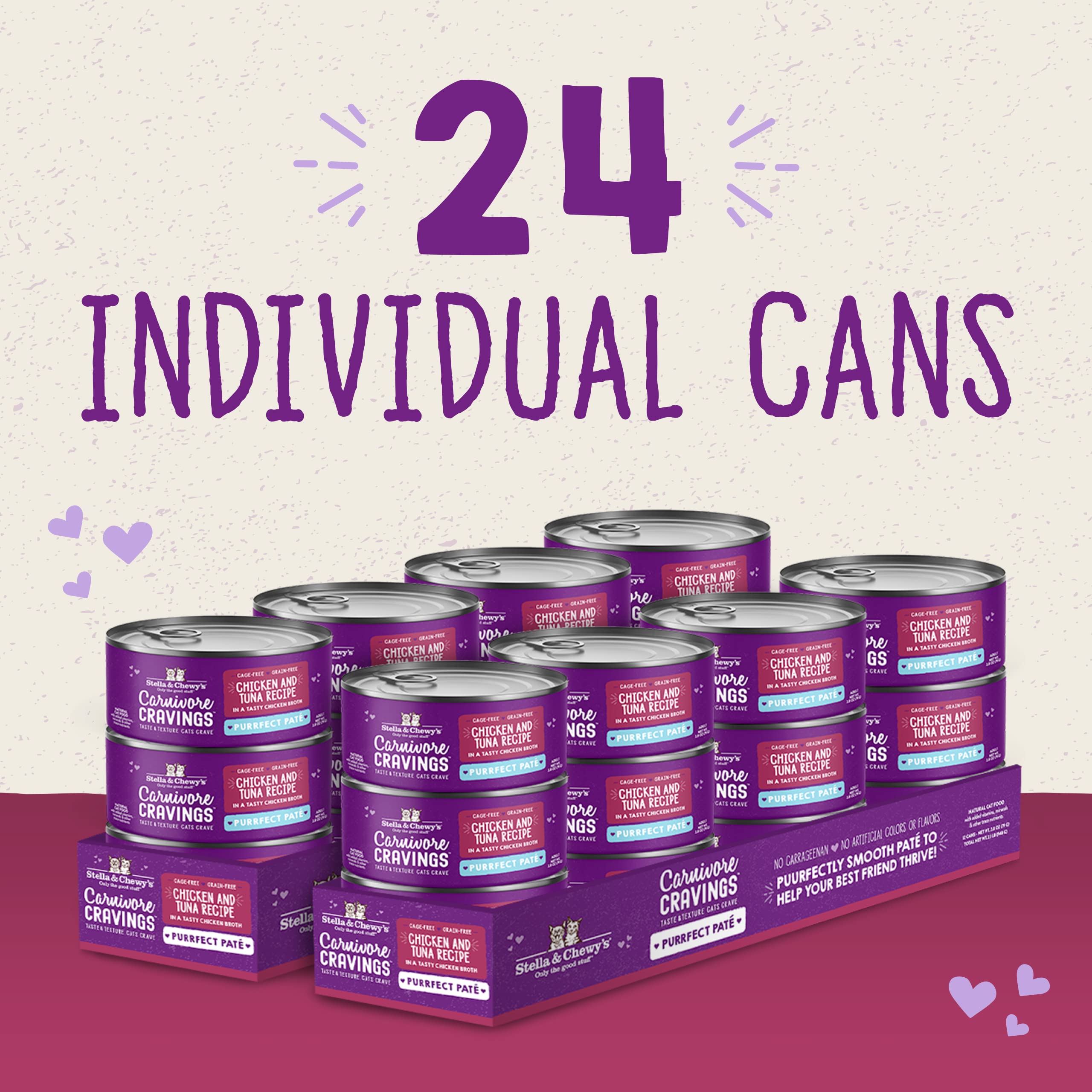 Stella & Chewys Carnivore Cravings Purrfect Pate Cans - Grain Free, Protein Rich Wet Cat Food - Chicken & Tuna Recipe - (2.8 Ou