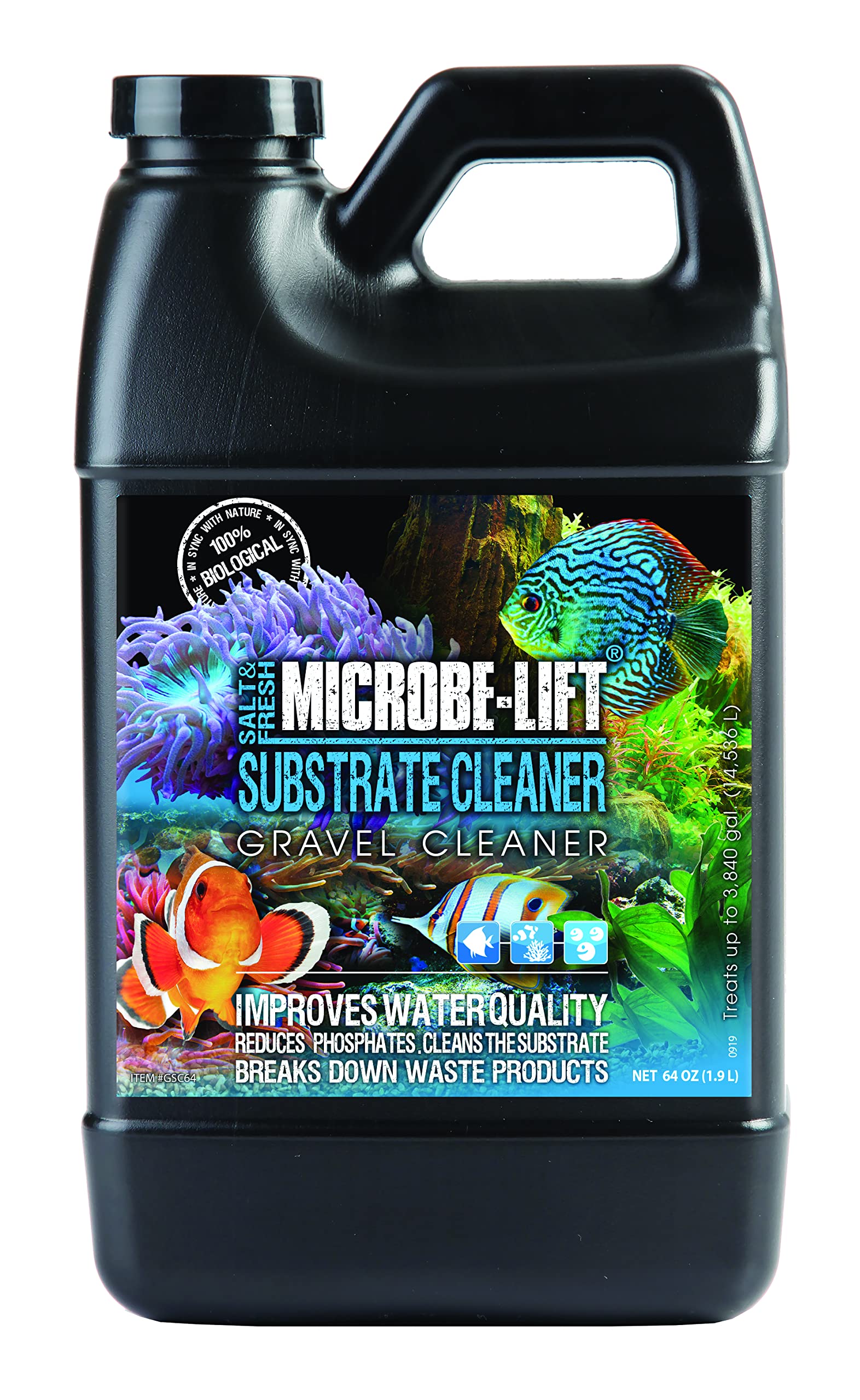 MICROBE-LIFT Professional Gravel & Substrate Cleaner for Freshwater and Saltwater Tanks, 64 Ounces