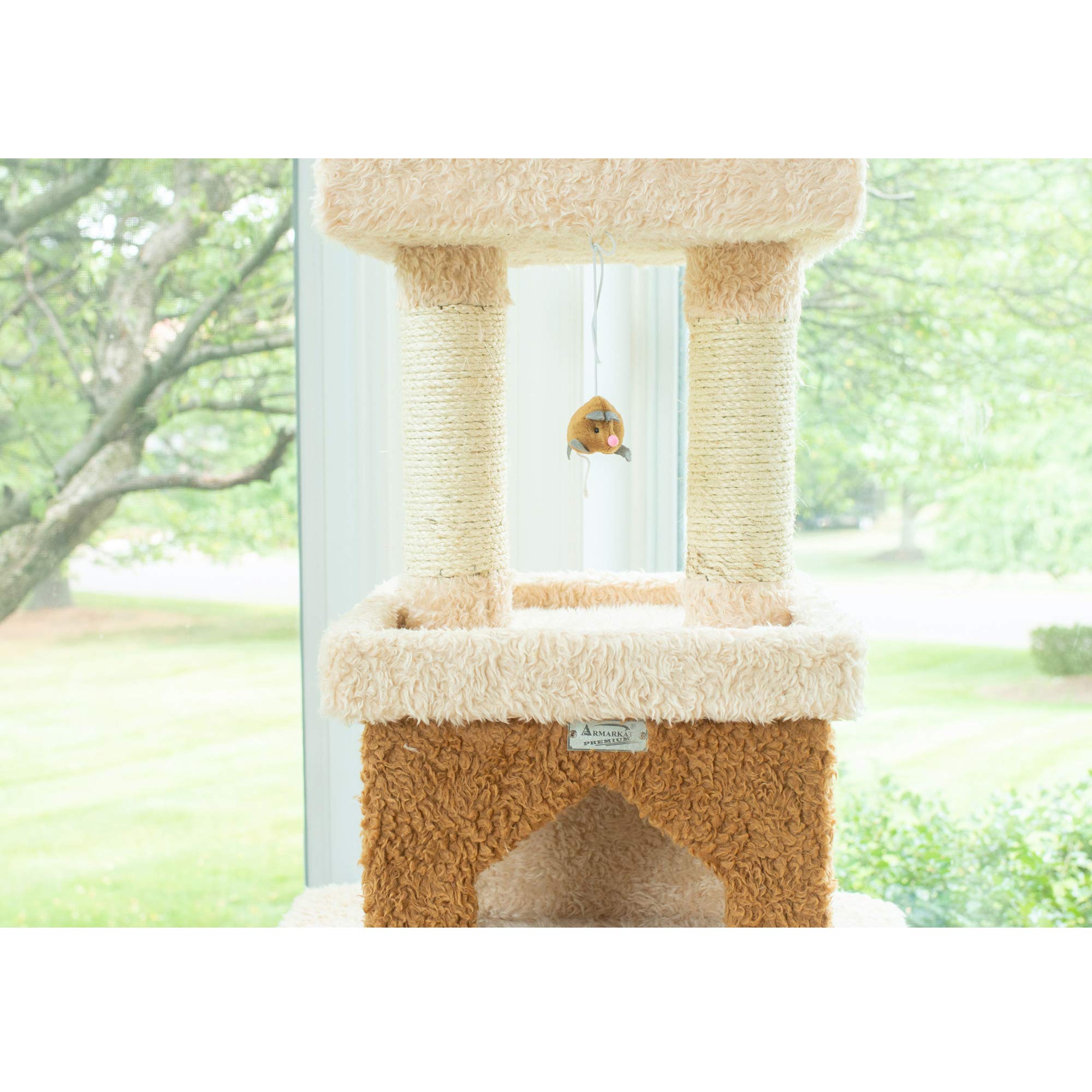 Armarkat Multi-Level Cat Tower X8303 Real Wood Cat Tree In Beige, 32'(L) X 24'(W) X 84'(H)