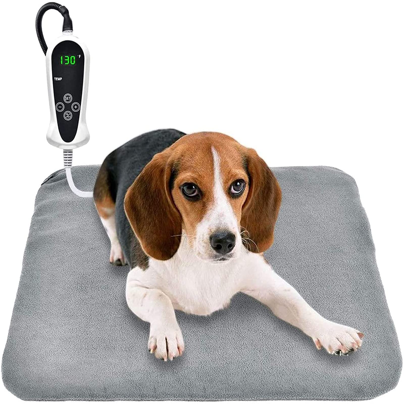 Riogoo Pet Heating Pad, Upgraded Electric Dog Cat Heating Pad Indoor Waterproof, Auto Power Off (M: 18'X 18', Grey)