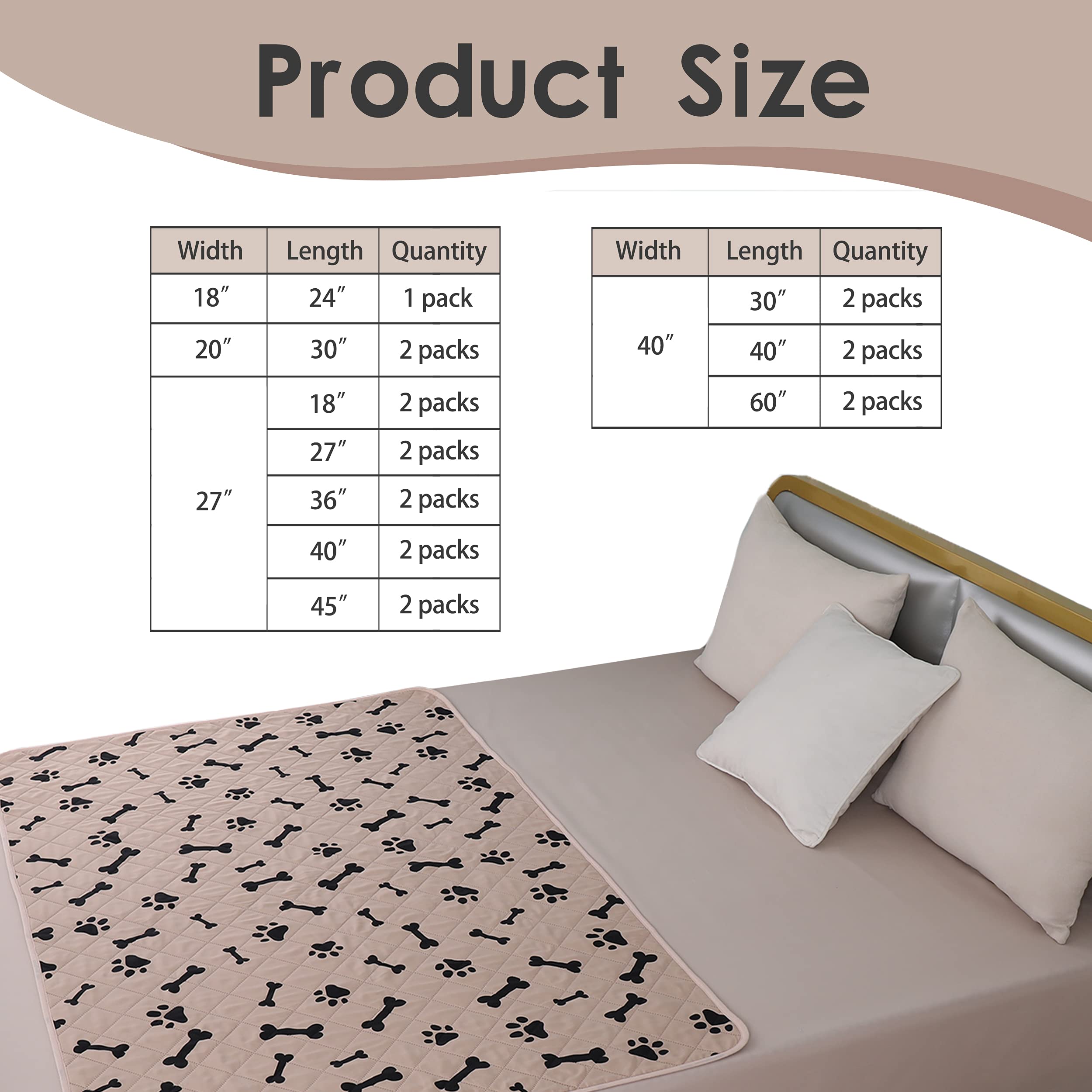 Dog Crate Pee Pads - Wahable Dog Rugs Non-Slip Puppy Pads for Small Dogs, Water Absorb Training Pads (2030 Beige)