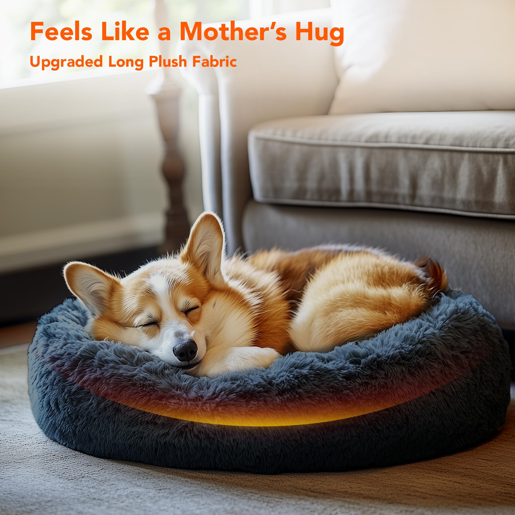 Deconovo Calming Dog Bed For Small Dogs/Cats - Plush Donut Pet Bed With Anti-Slip Bottom, Washable Anti-Anxiety Warming Cozy Sof
