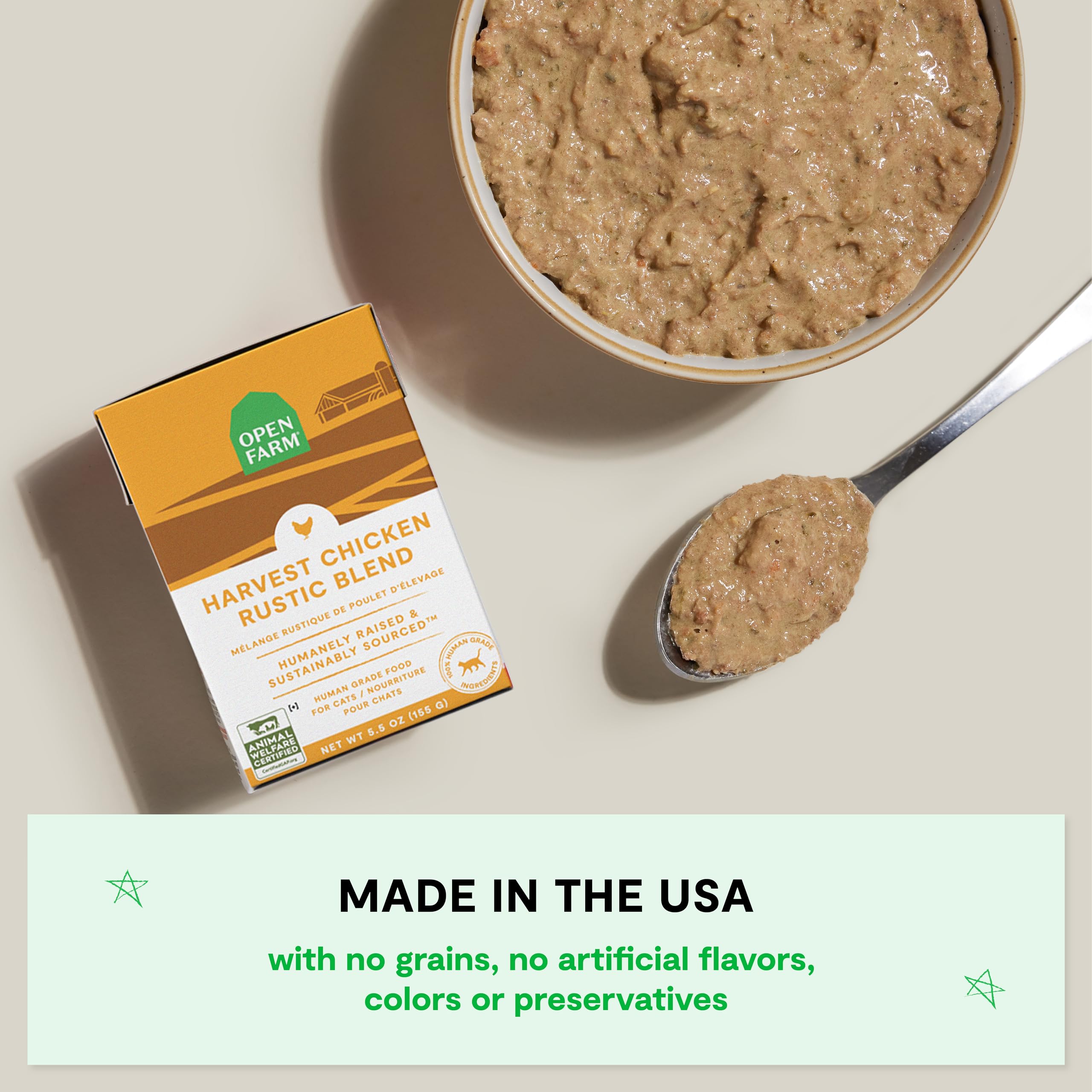 Open Farm Harvest Chicken Rustic Blend Wet Cat Food, Complete Meal or Food Topper with Responsibly Sourced Meat and Superfoods W