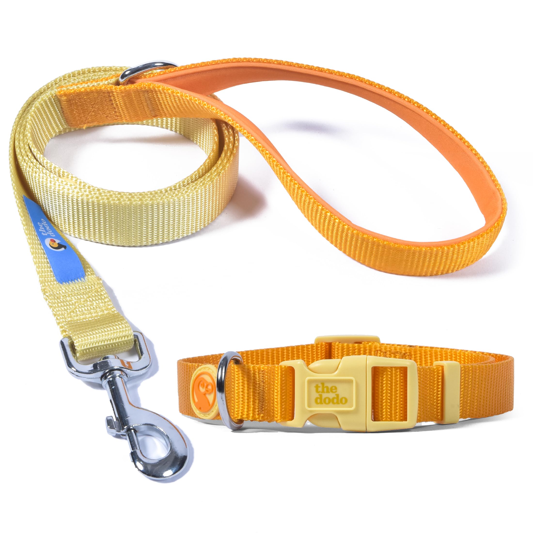 The Dodo All Nylon Yellow Collar and Leash Set - Large; Matching Cute Leash and Collar Set; Waterproof Dog Leash and Collar Set,