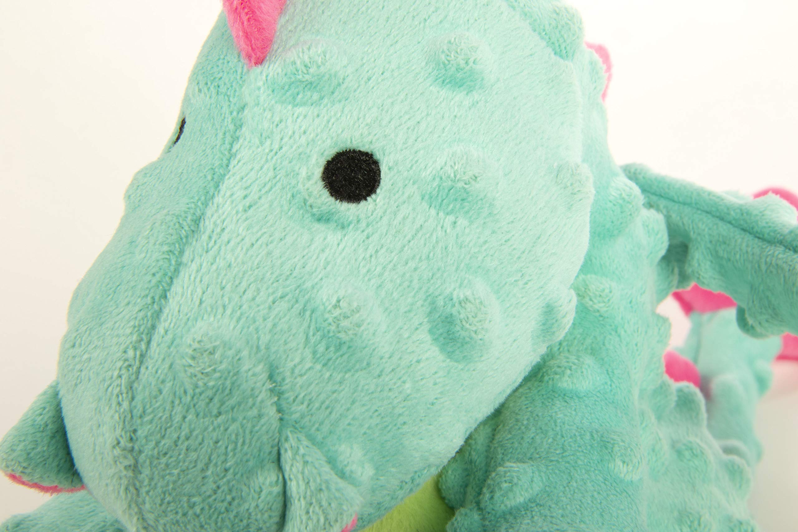 goDog Dragons Squeaky Plush Dog Toy - Chew Guard Technology, Durable Polyester, Large, Seafoam, Model 77793