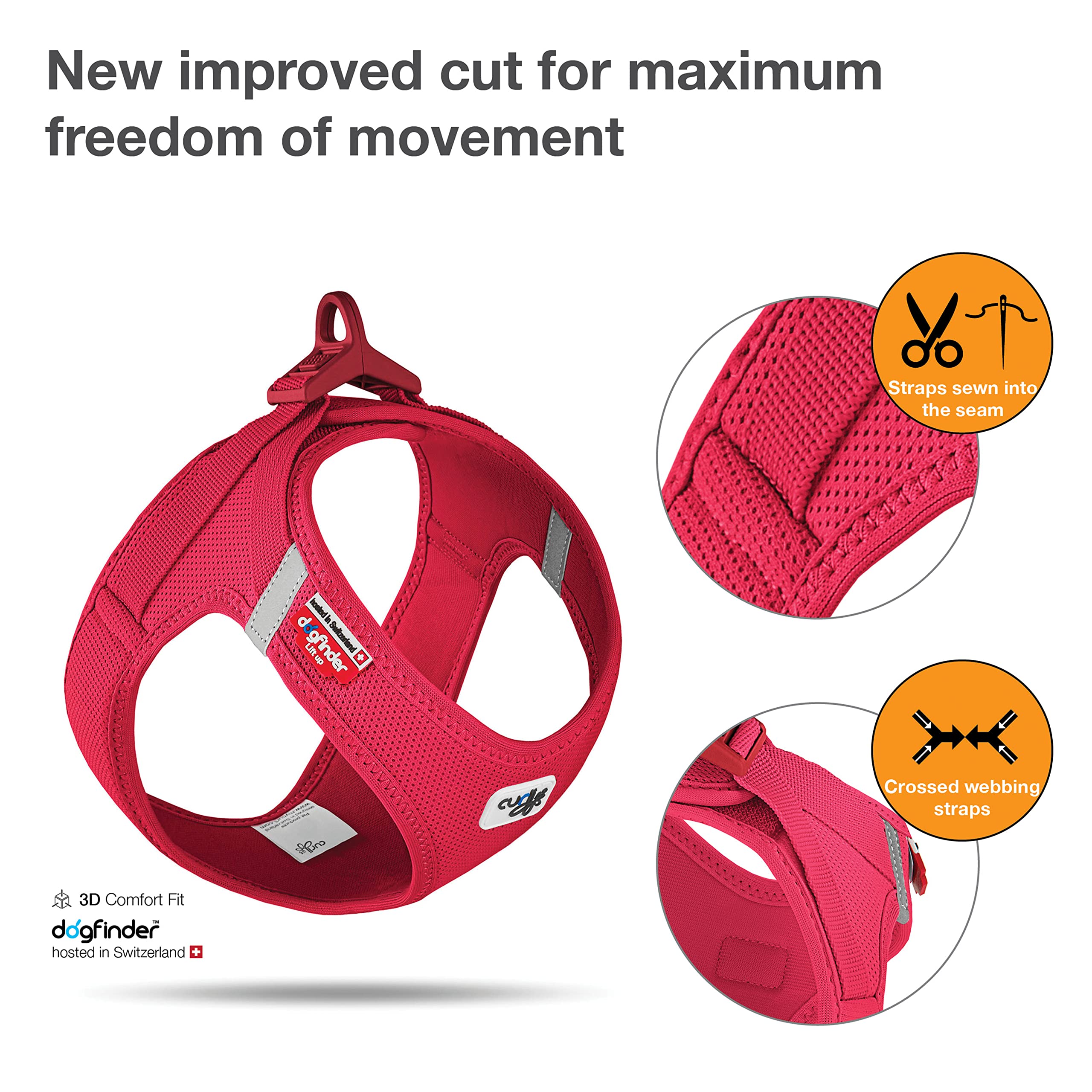 Vest Harness curli Clasp Air-Mesh Red S