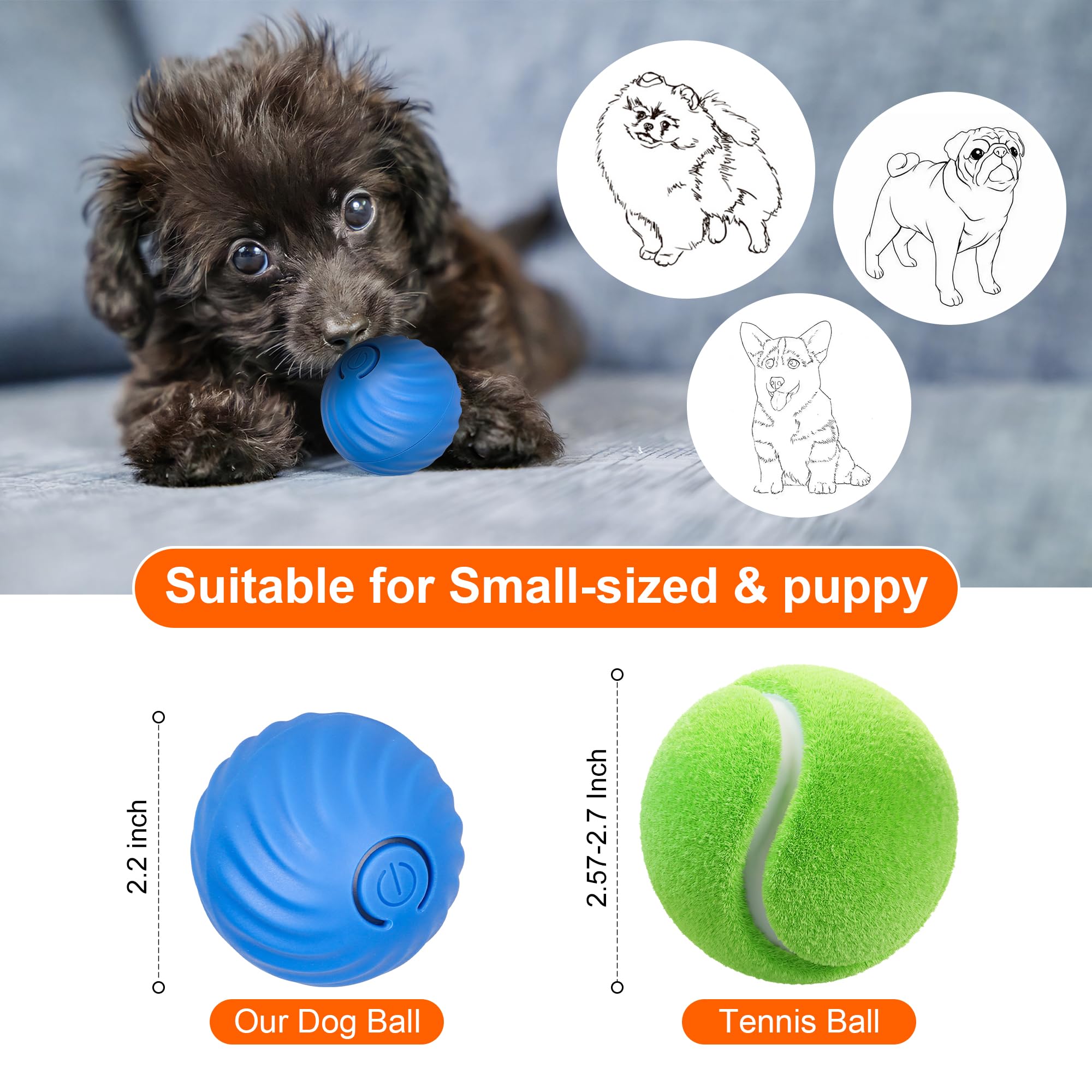 Neoallypets Smart Interactive Dog Toy Ball, Active Rolling Wicked Ball With Automatic Bouncing And Rotating For Puppy/Small Dogs