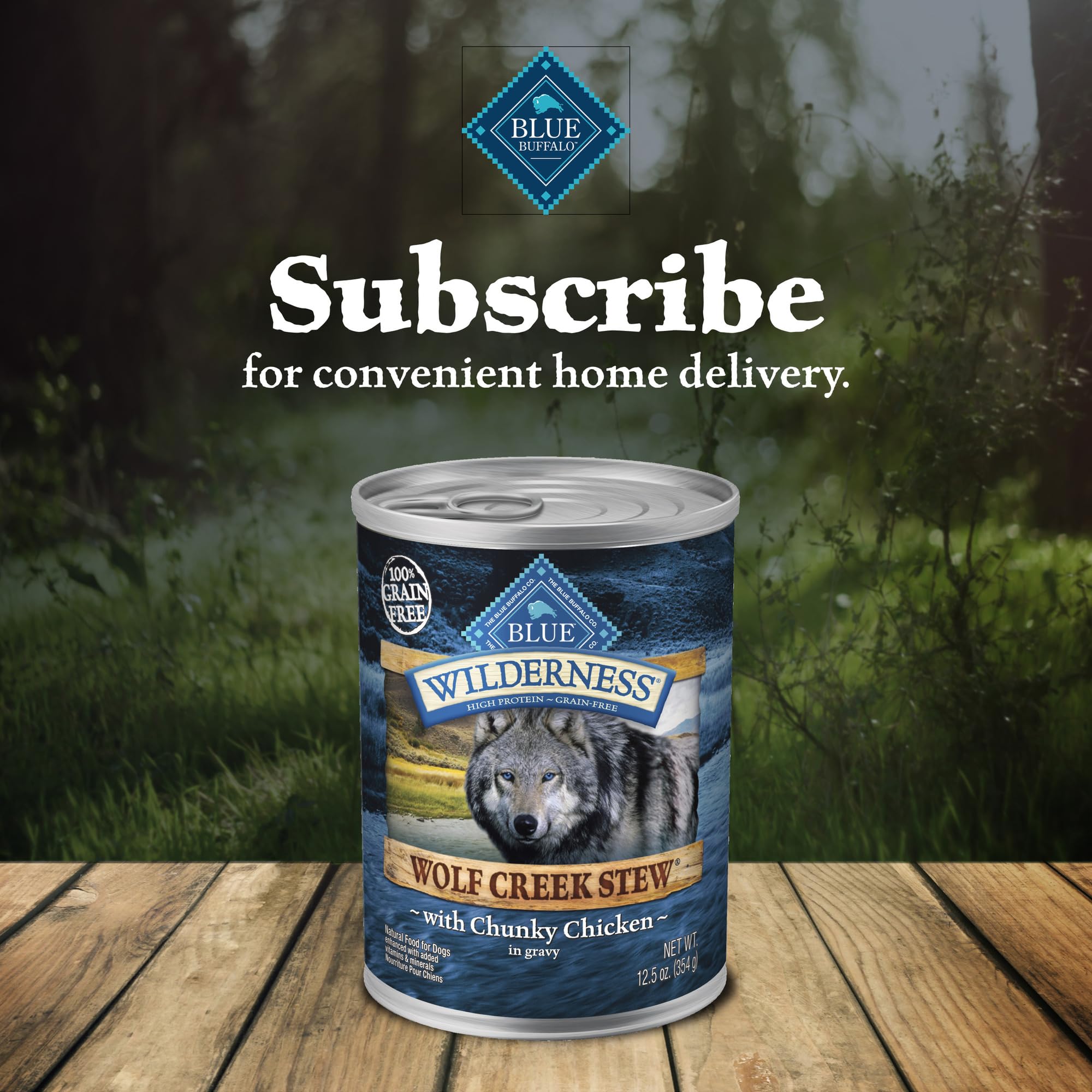 Blue Buffalo Wilderness Wolf Creek Stew High Protein, Natural Wet Food for Dogs, Hearty Chicken Stew in Gravy, 12.5-oz cans, 12
