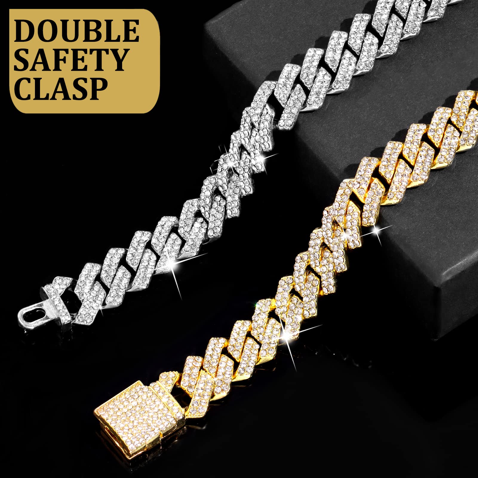 Flatfoosie Cuban Link Metal Chain Collar With Secure Buckle - 14Mm Gold Chain Dog Collar For Small To Large Dogs & Cats (18 Inch