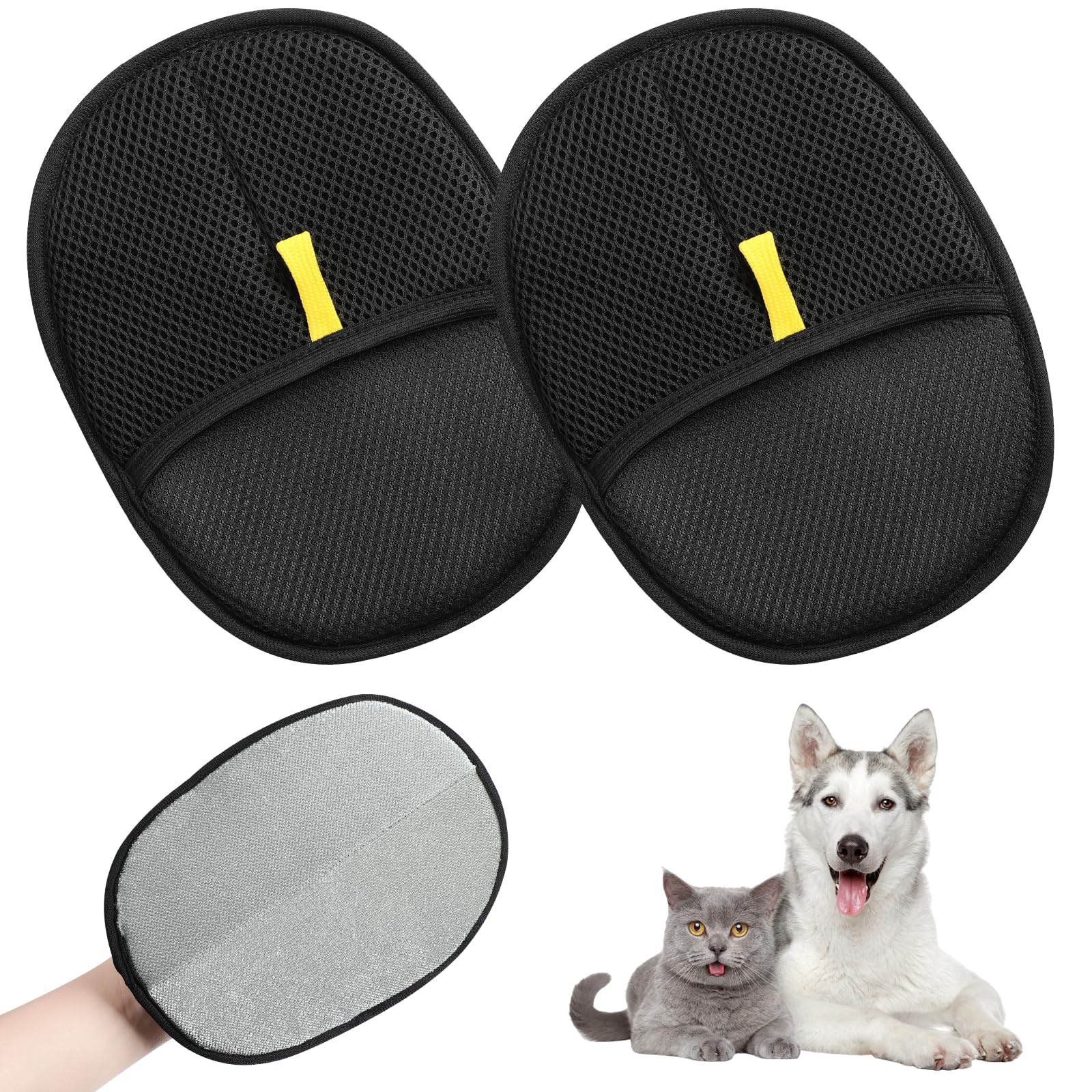 Zardlect 2Pcs Double Sided Grooming Glove, Sueean DoubleSided Grooming Gloves For Pets,Pet Hair Remover Gloves For Dog & Cat, R