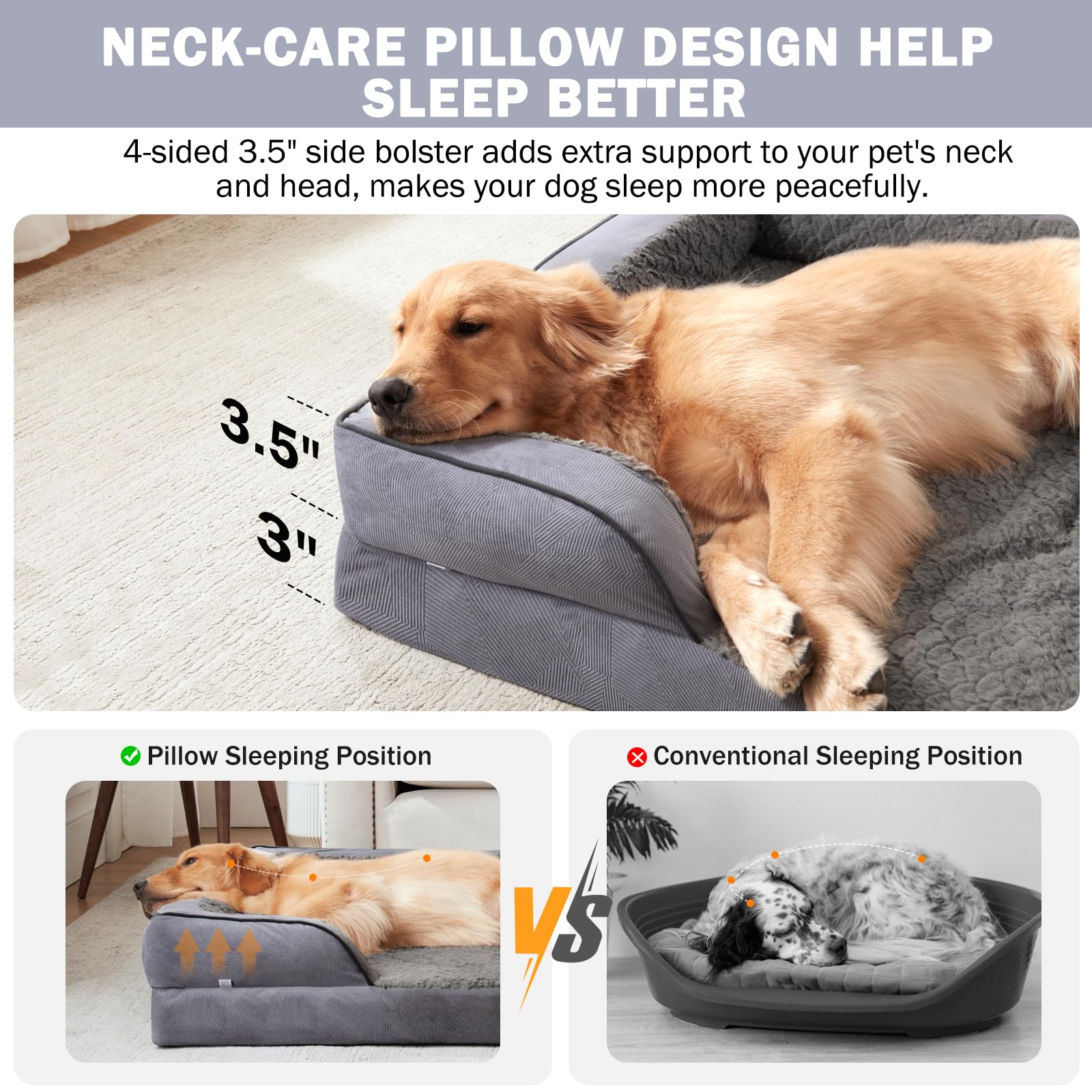 Invenho Orthopedic Dog Bed Medium Size Dog, Waterproof Egg-Crate Foam Couch With Washable Removable Cover, Waterproof Lining And