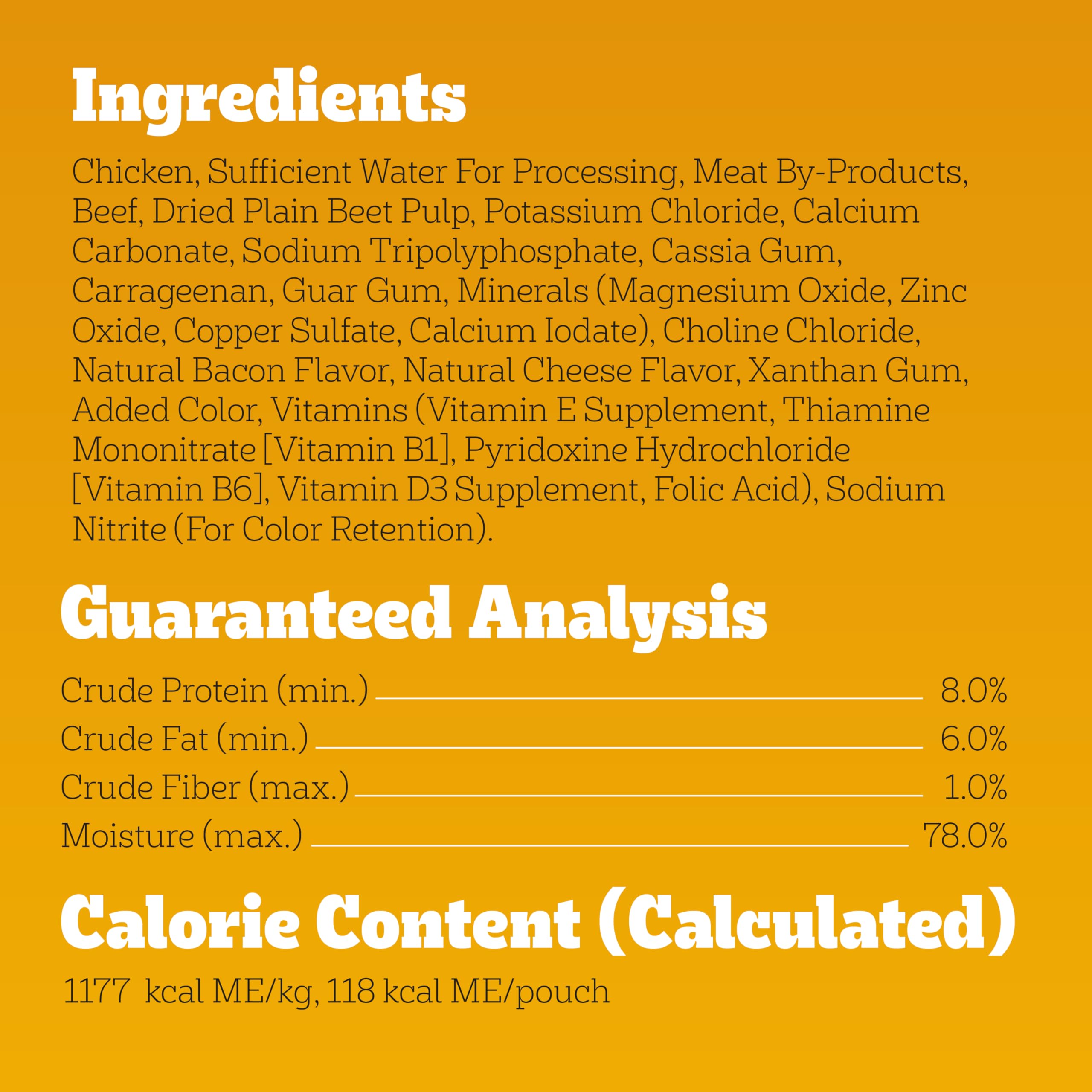 PEDIGREE CHOPPED GROUND DINNER Adult Soft Wet Dog Food, Beef, Bacon & Cheese Flavors, 3.5 oz Pouches, 16 Pack