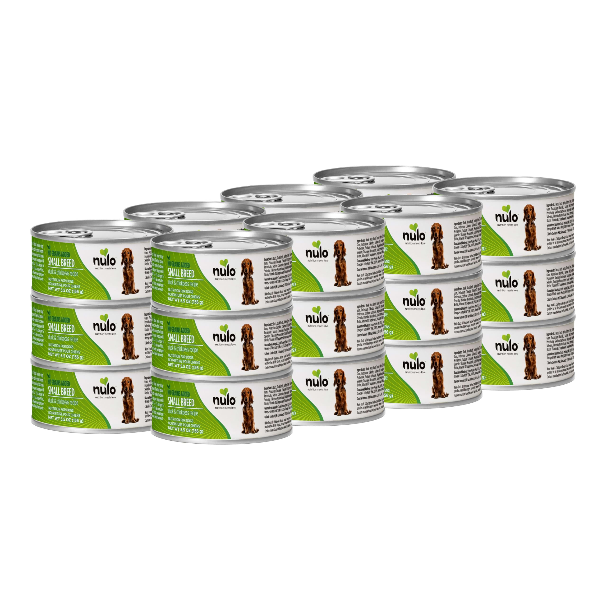 Nulo Small Breed Grain-Free Duck & Chickepeas Recipe Adult Wet Canned Dog Food 5.5 Ounce, 24 Cans