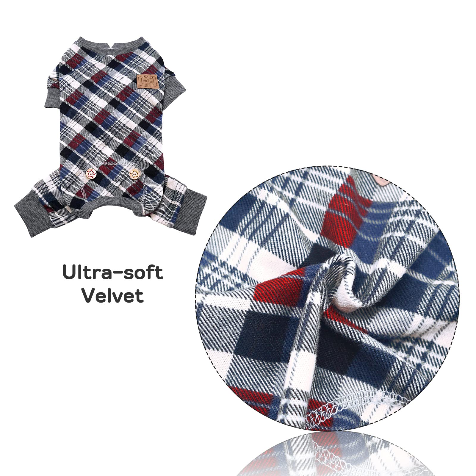 Kyeese Dogs Pajama For Medium Dogs Plaid Soft Material Lightweight Dog Pajamas Onesie