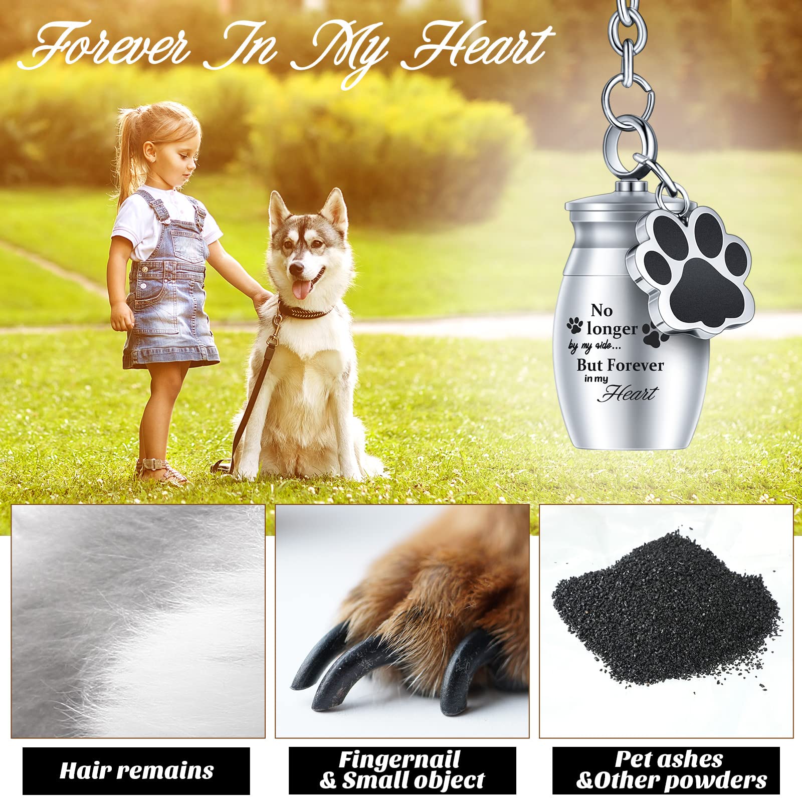 Tudomro Pet Urns Keychain - 2 Pcs Dog & Cat Cremation Jewelry with Storage Bags - Fresh Style