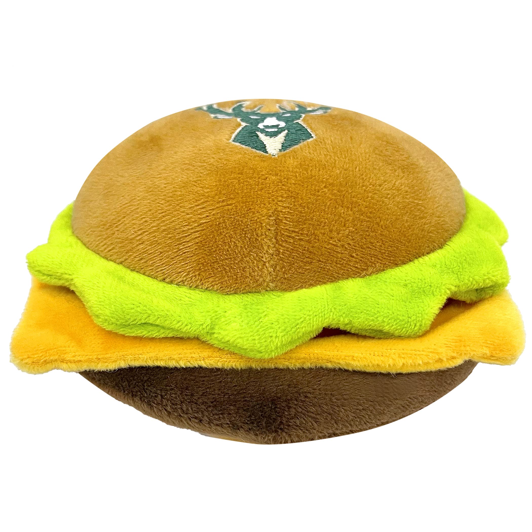 Pets First Nba Milwaukee Bucks Cheese Burger Plush Dog & Cat Squeak Toy - Cutest Stadium Hamberger Snack Plush Toy For Dogs & Ca