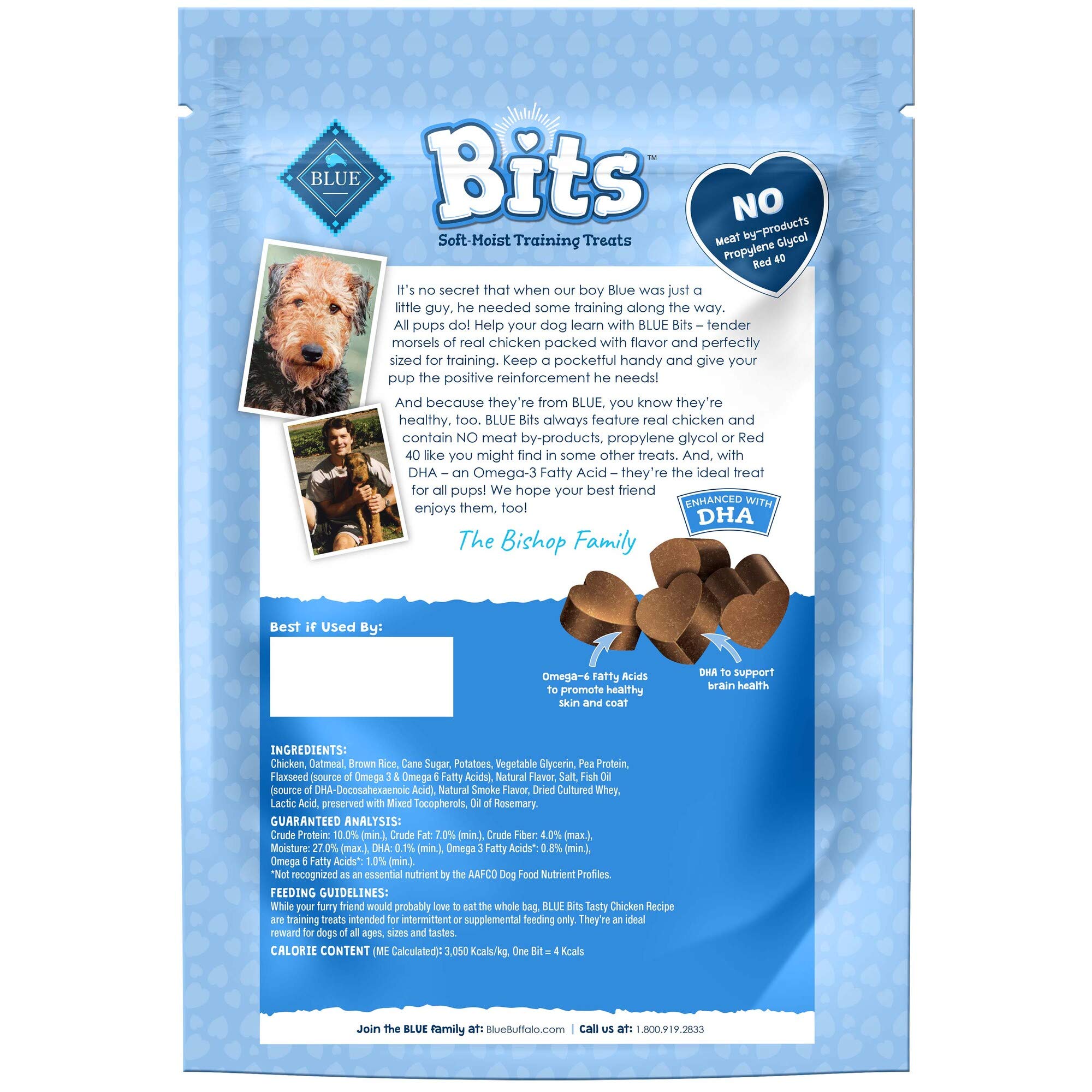 Blue Buffalo Bits Soft Dog Treats for Training, Made With Natural Ingredients & Enhanced with DHA, Chicken Recipe, 19-oz Bag