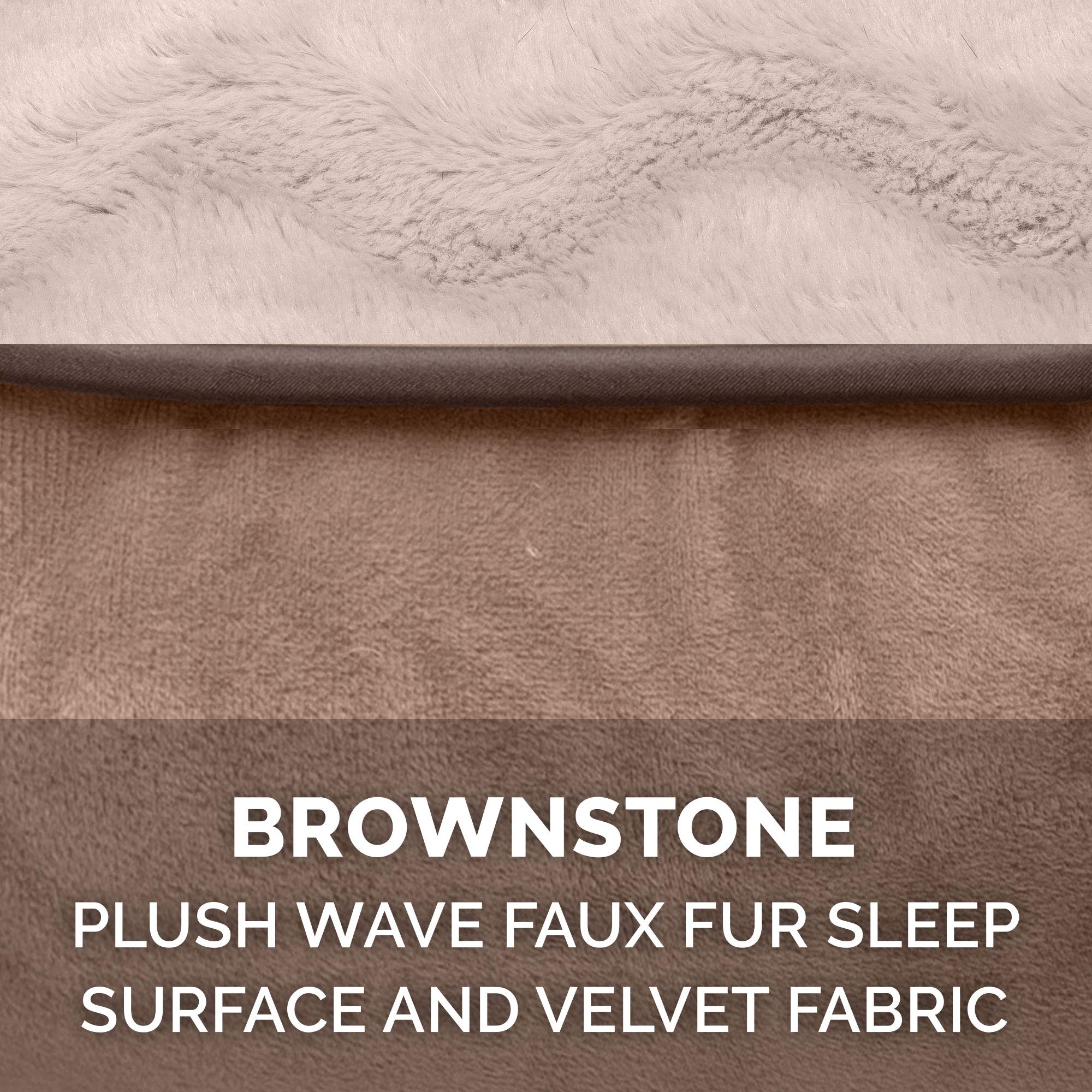 Furhaven Replacement Dog Bed Cover Perfect Comfort Plush & Velvet Waves Sofa-Style, Machine Washable - Brownstone, Jumbo (X-Larg