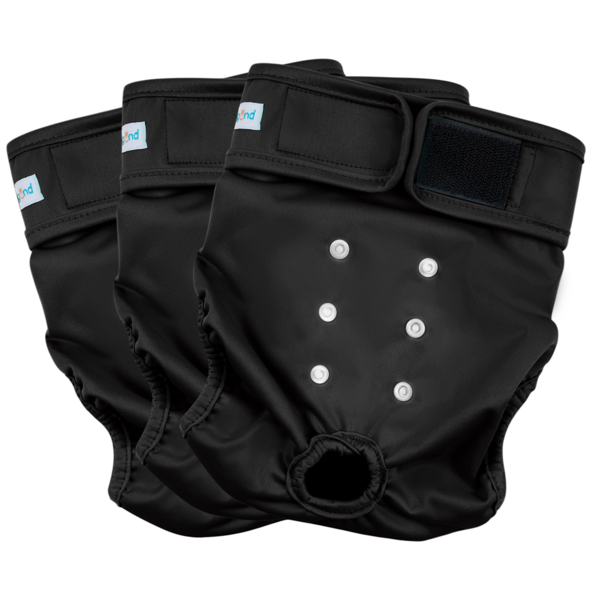 Paw Legend Washable Female Dog Diapers, Small (11.5''-15'' Waist), Black Polyester, 3 Pack