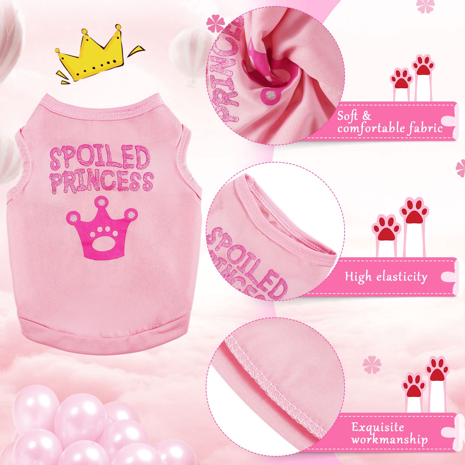 8 Pieces Pet Shirts Printed Puppy Shirts Soft Dog Shirt Pullover Dog T Shirts Cute Dog Sweatshirts Valentine'S Day Puppy Girl Clothes Dog Outfits Small Dog For Pet Dogs Cats (Vivid Pattern, Large)