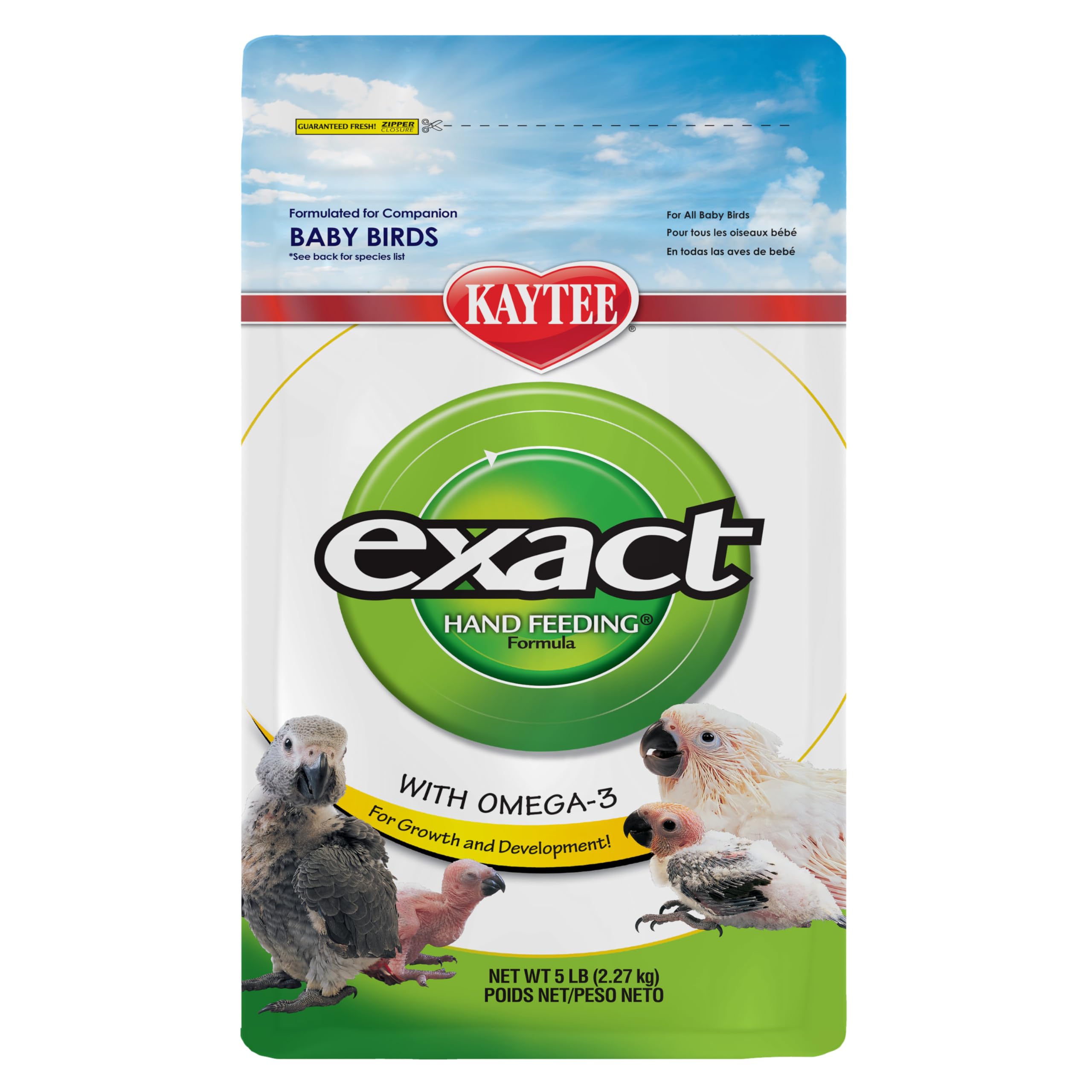 Kaytee Exact Hand Feeding Pet Bird Baby Food For Parrots, Parakeets, Lovebirds, Cockatiels, Conures, Cockatoos, and Macaws, 5 Po