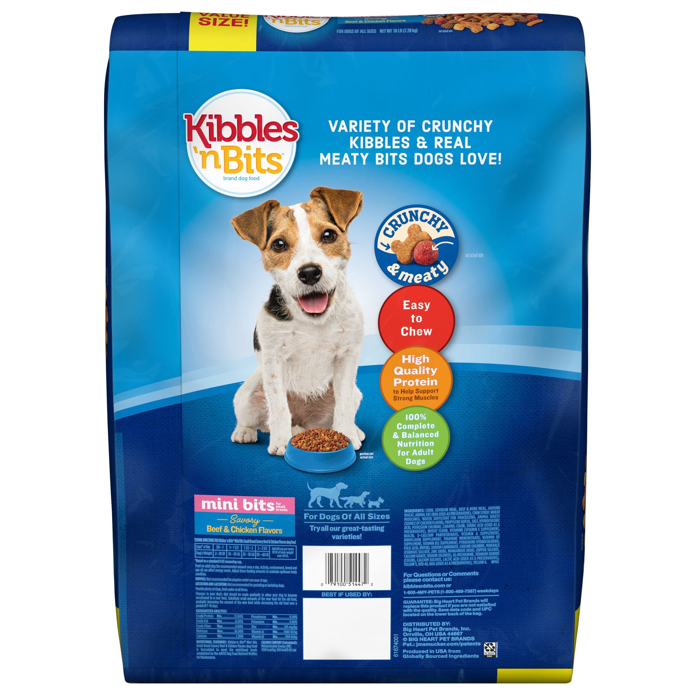 Kibbles N Bits Small Breed Mini Bits Savory Beef & Chicken Flavors Dog Food, 16-Pound