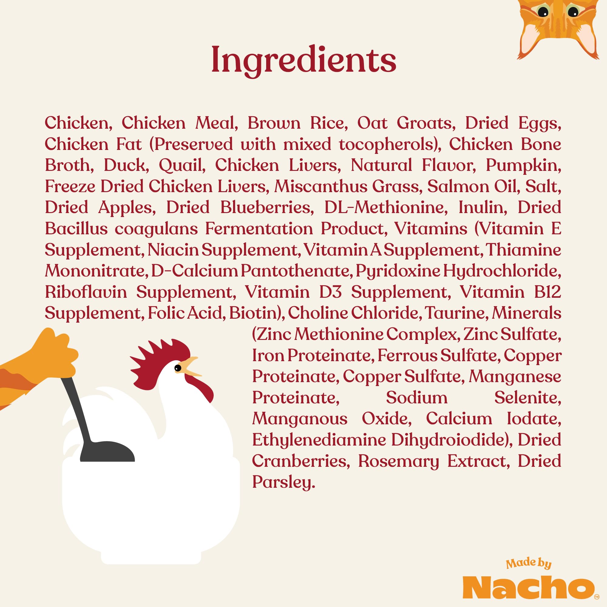 Made by Nacho Premium Dry Kibble Infused with Bone Broth 2lb Bag Cat Food (Cage-Free Chicken, Duck & Quail)