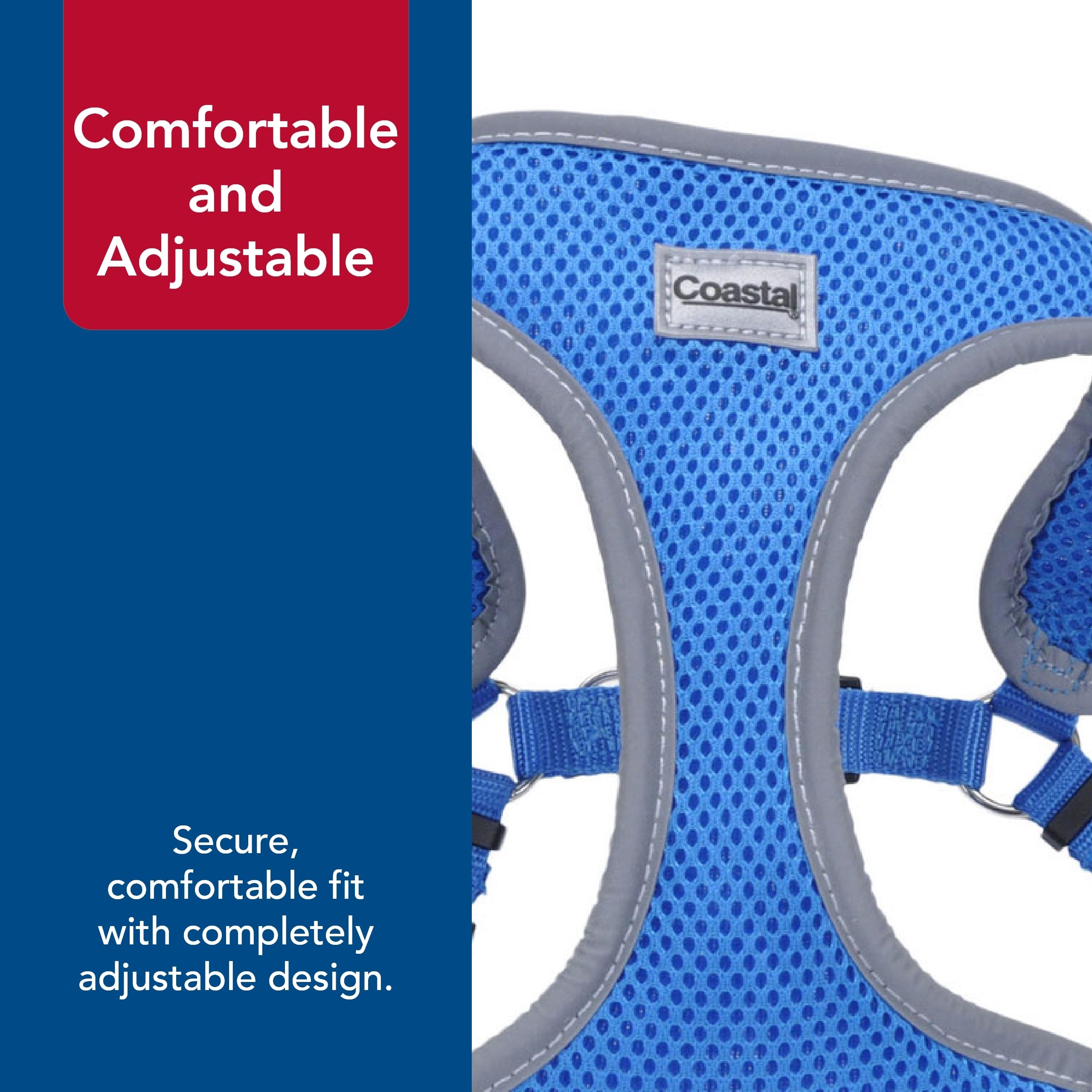 Coastal Pet Comfort Soft Reflective Wrap Adjustable Dog Harness - No-Pull Dog Harness For Small & Large Dogs - Blue Lagoon - 5/8' X 19'–23'