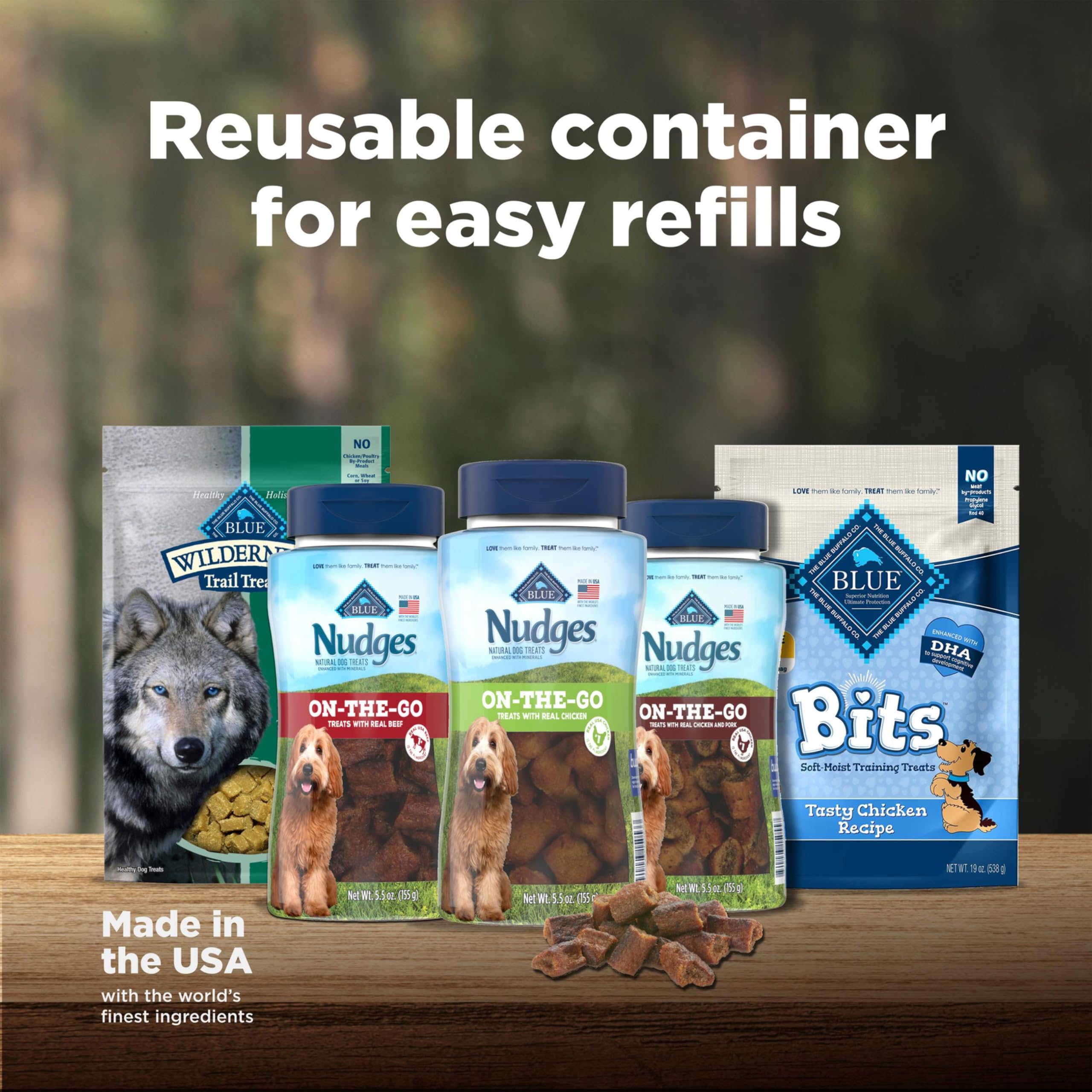 Blue Buffalo Nudges On The Go Dog Treats, Made in the USA with Natural Ingredients, Chicken, 5.5-oz. Bag