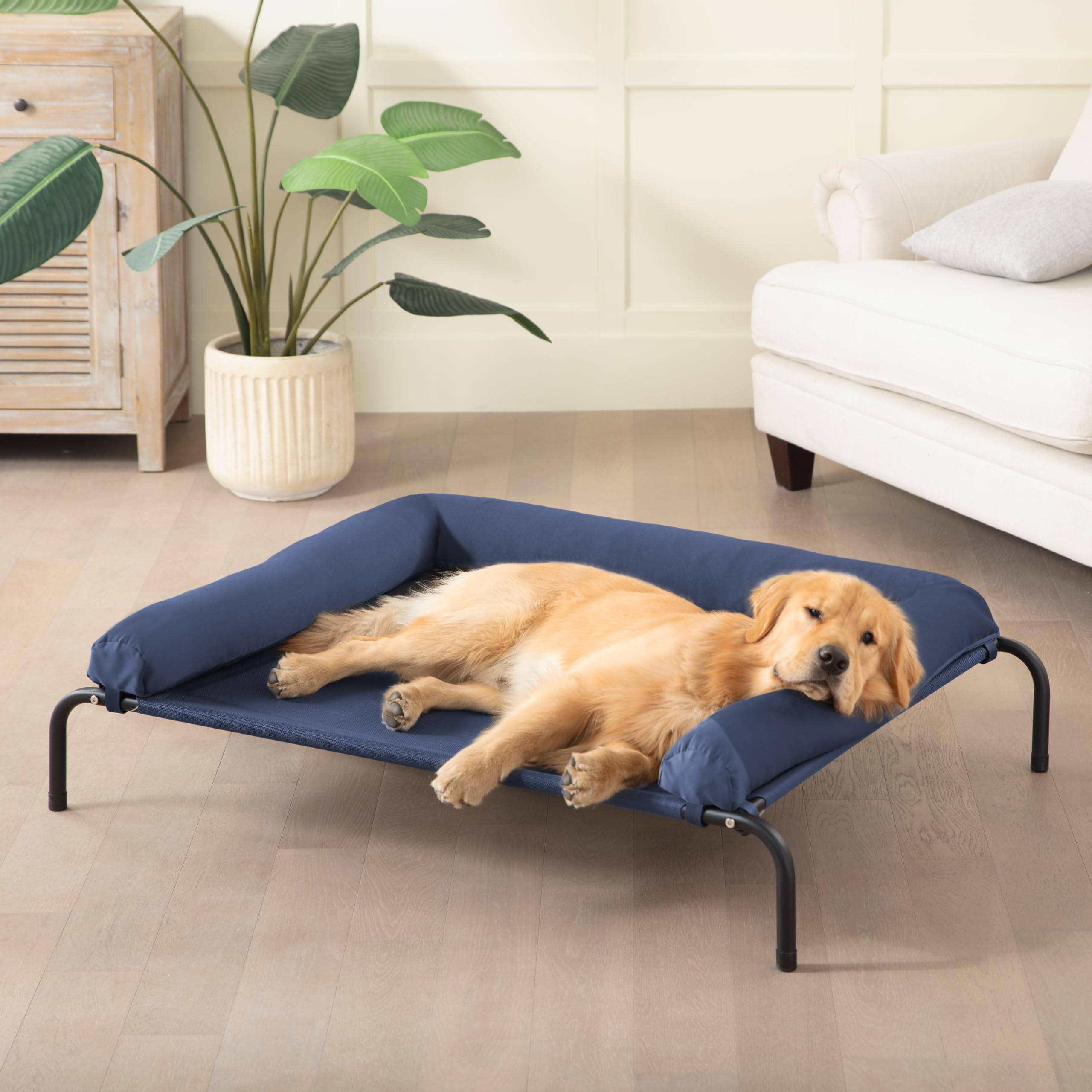 Cooling Elevated Dog Bed, Outdoor Raised Dog Beds, Medium Waterproof Dogs Cot W/Breathable Mesh, Pet Cot W/Portable Removable Bo