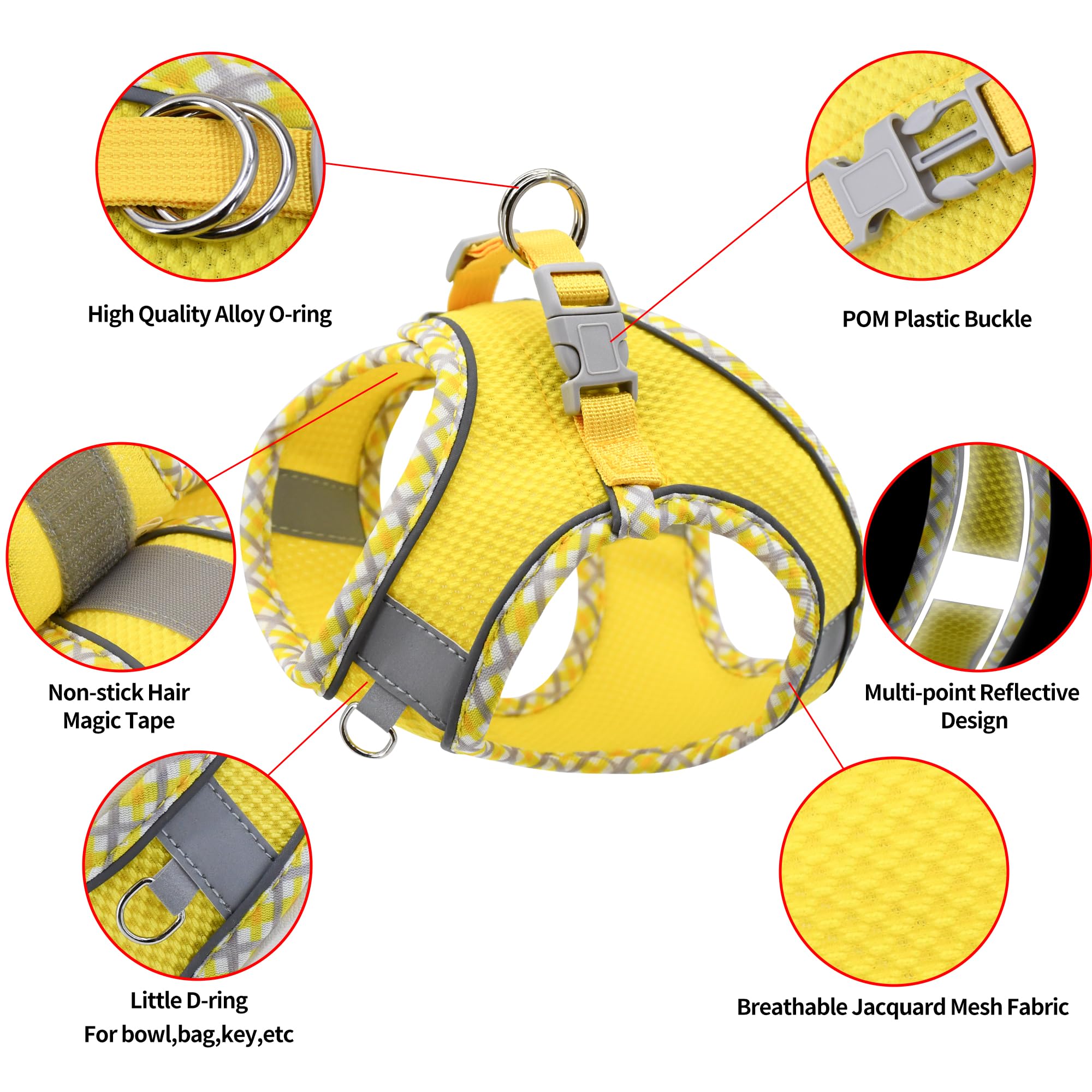 AIITLE Tiny Dog Harness - Lightweight Mesh Step-in Vest for Puppy, Reflective & Escape-Proof Design with High-Stick Magic Tape -