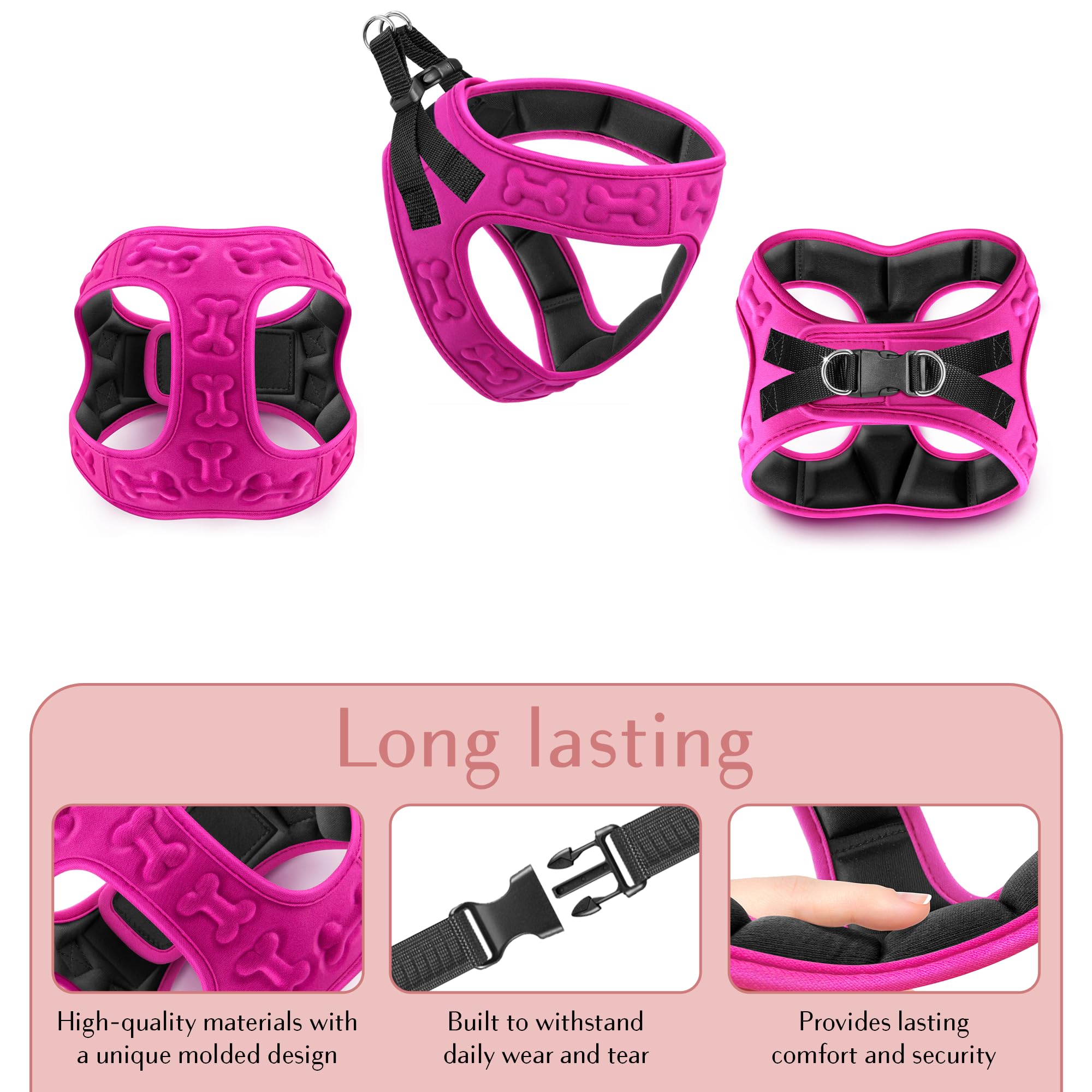 Metric USA Dog Harness - Comfortable Adjustable Step-in Vest for Small Dogs, Soft Padded, Pink, Size S (Chest 16-18")