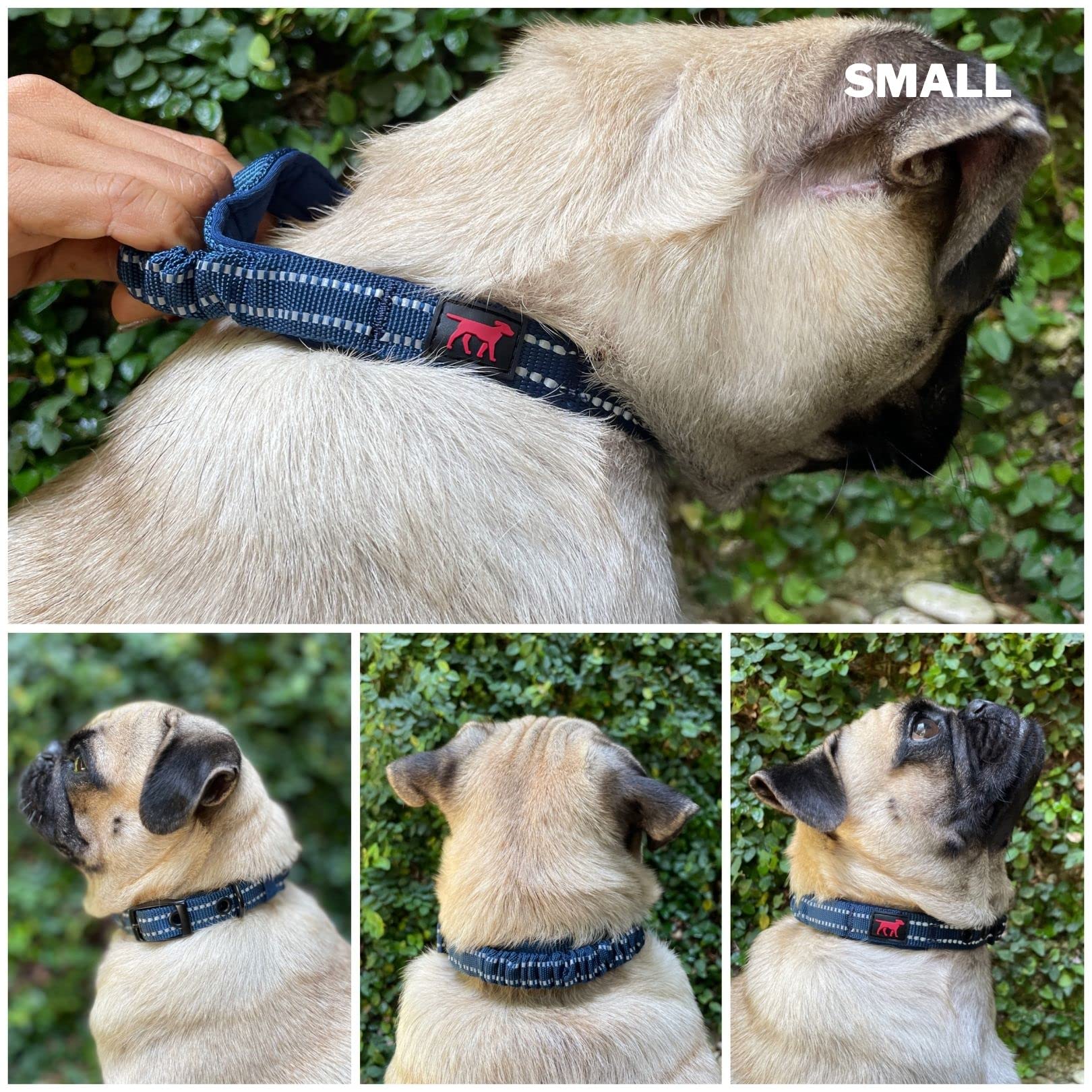 Heavy Duty Dog Collar With Handle  Ballistic Nylon Heavy Duty Collar  Padded Reflective Dog Collar With Adjustable Stainless Ste