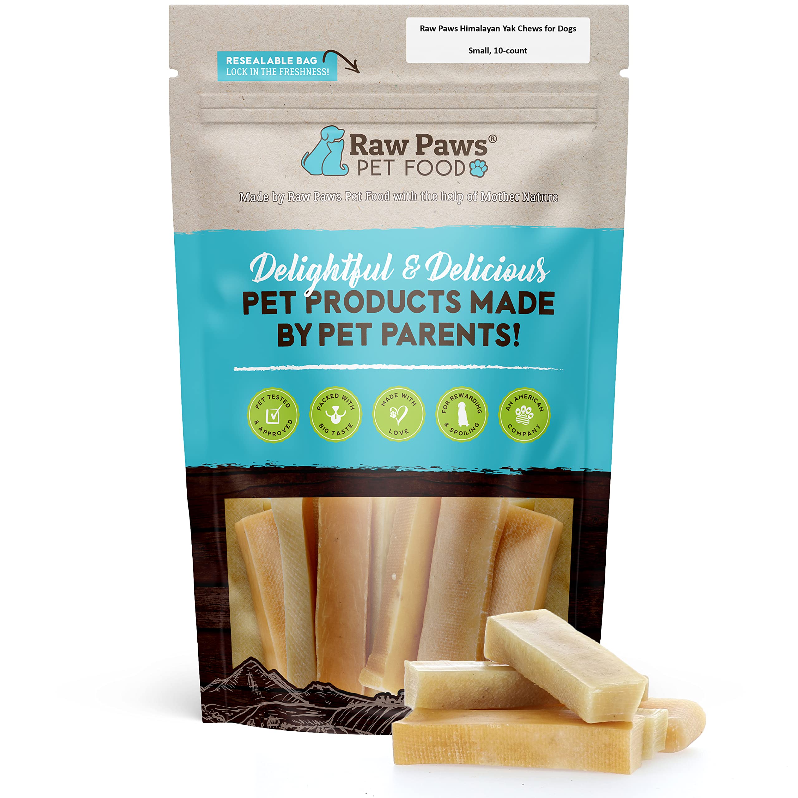 Raw Paws Himalayan Yak Chews for Dogs, Small Chews (10 Count) - Packed in USA - Tibetan Yak Cheese Dog Chew for Small Breeds - H