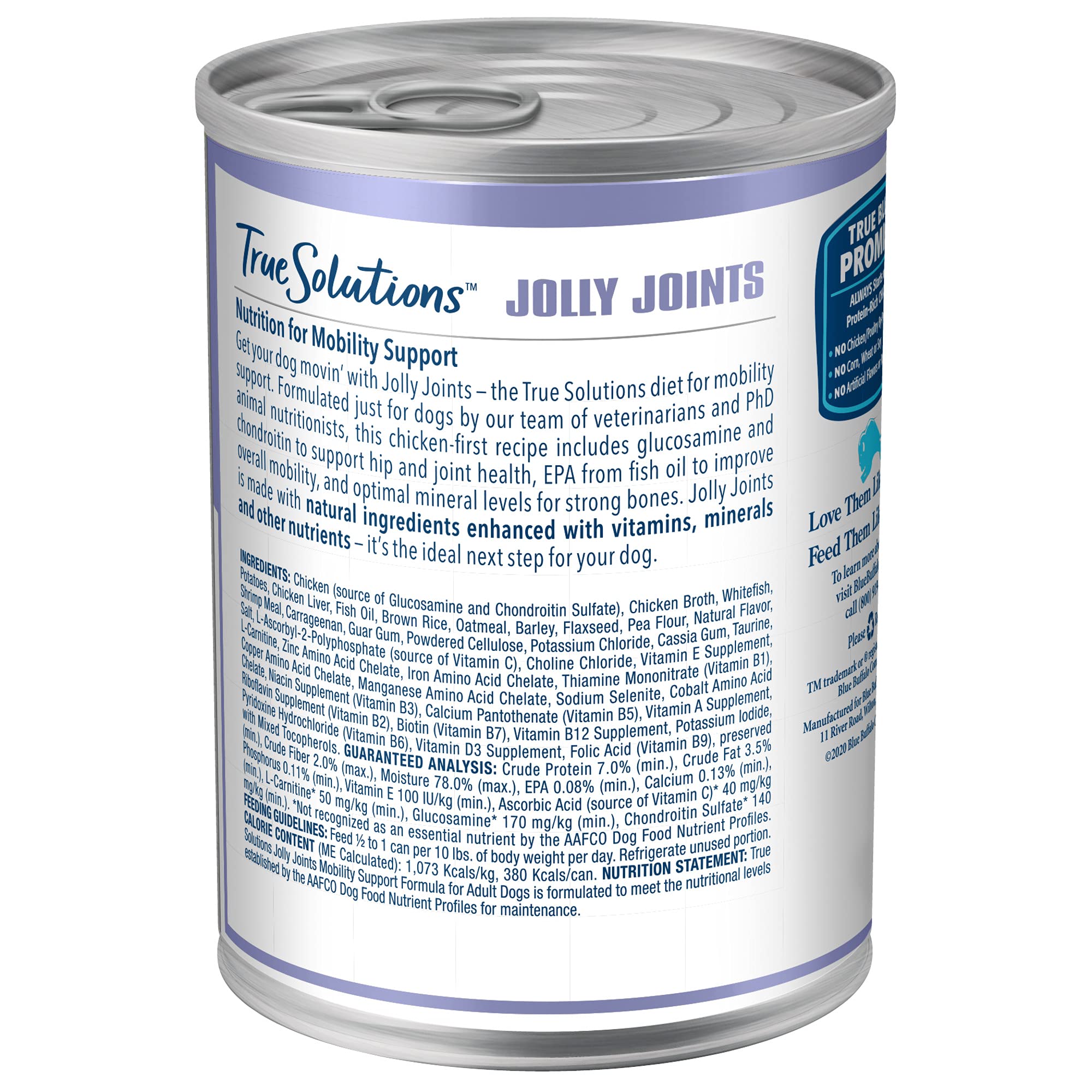 Blue Buffalo True Solutions Mobility Care Wet Dog Food for Adult Dogs, Made with Natural Ingredients, Chicken, 12.5-oz. cans (12