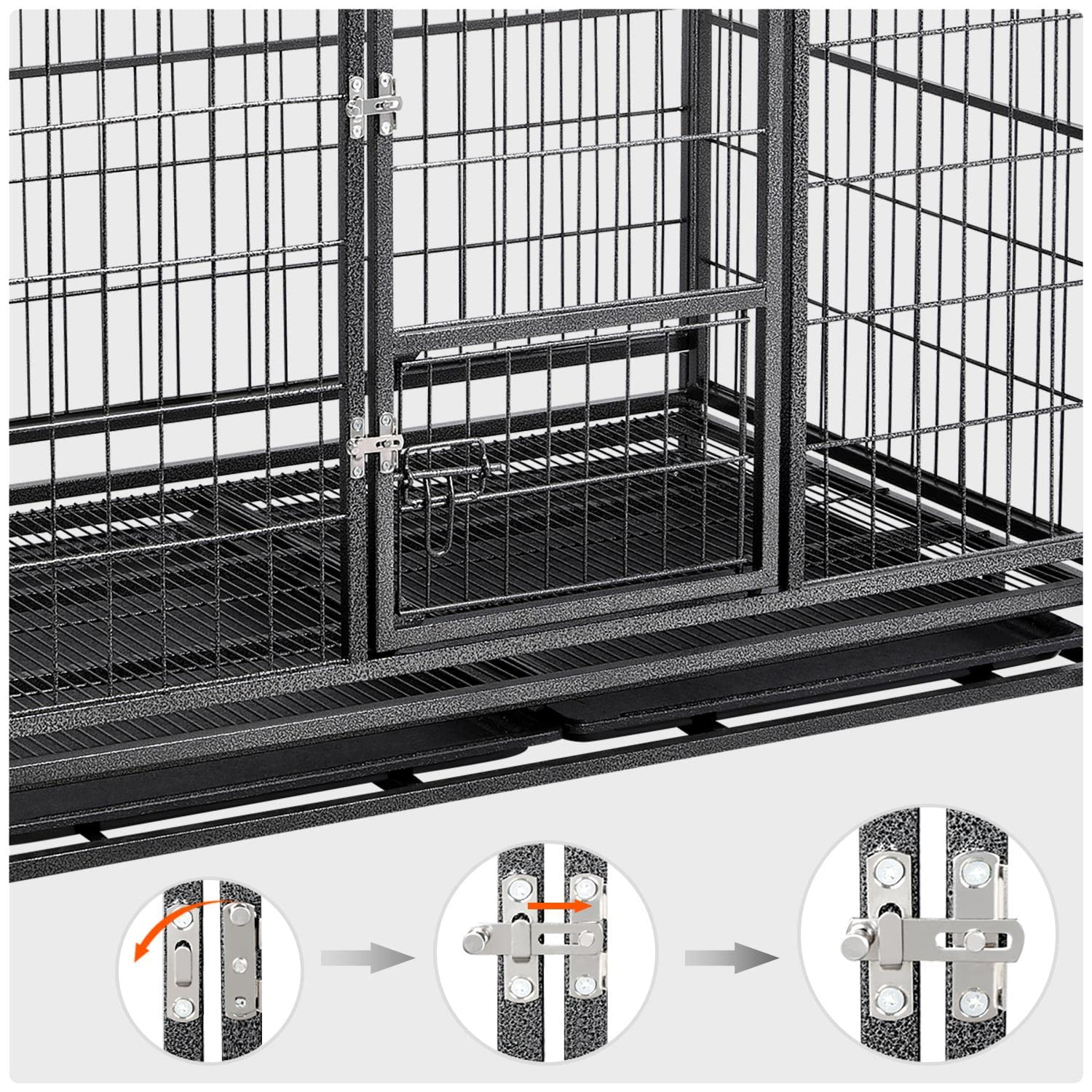 Topeakmart Rolling Pet Dog Crate For Small/Medium Dogs Double-Door Folding Metal Cages W/Lockable 4 Wheels And Tray 43 X 28.5 X