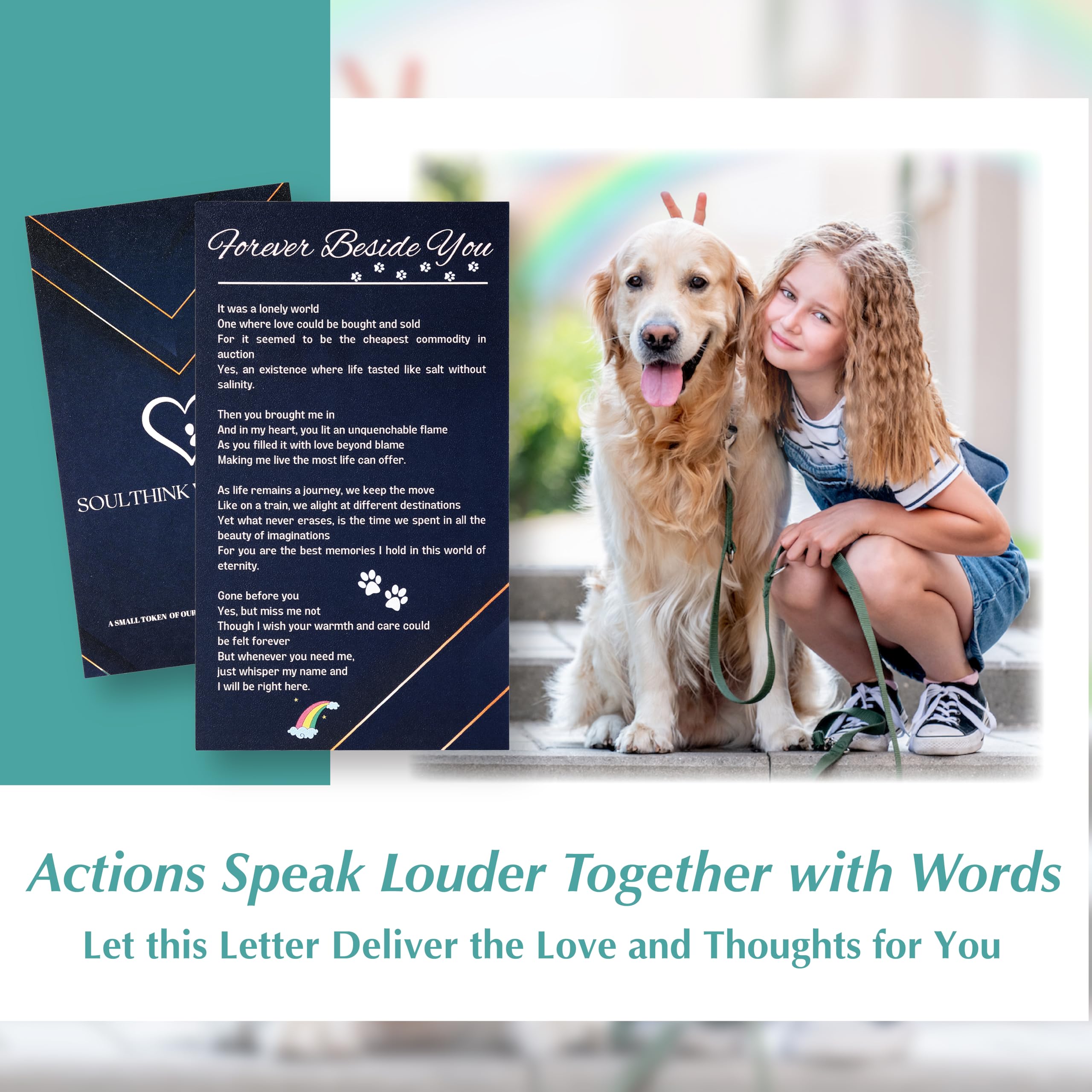SoulThink Dog Memorial Gifts for Loss of Dog - Loving Pet Memorial Wind Chimes, Dog Bereavement Gifts with Memorial Poem Gift Ca